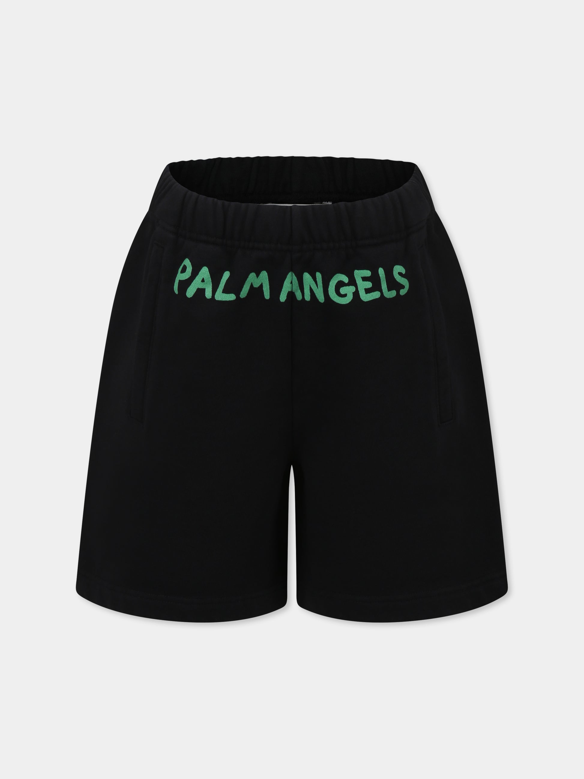 Shorts neri per bambino con logo,Palm Angels,PBCI008S25FLE0011055