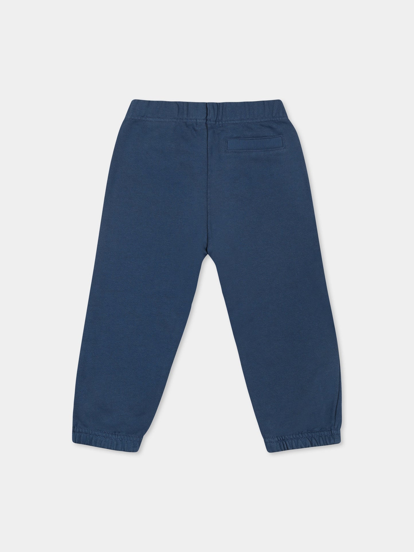 Blue trousers for baby boy with logo