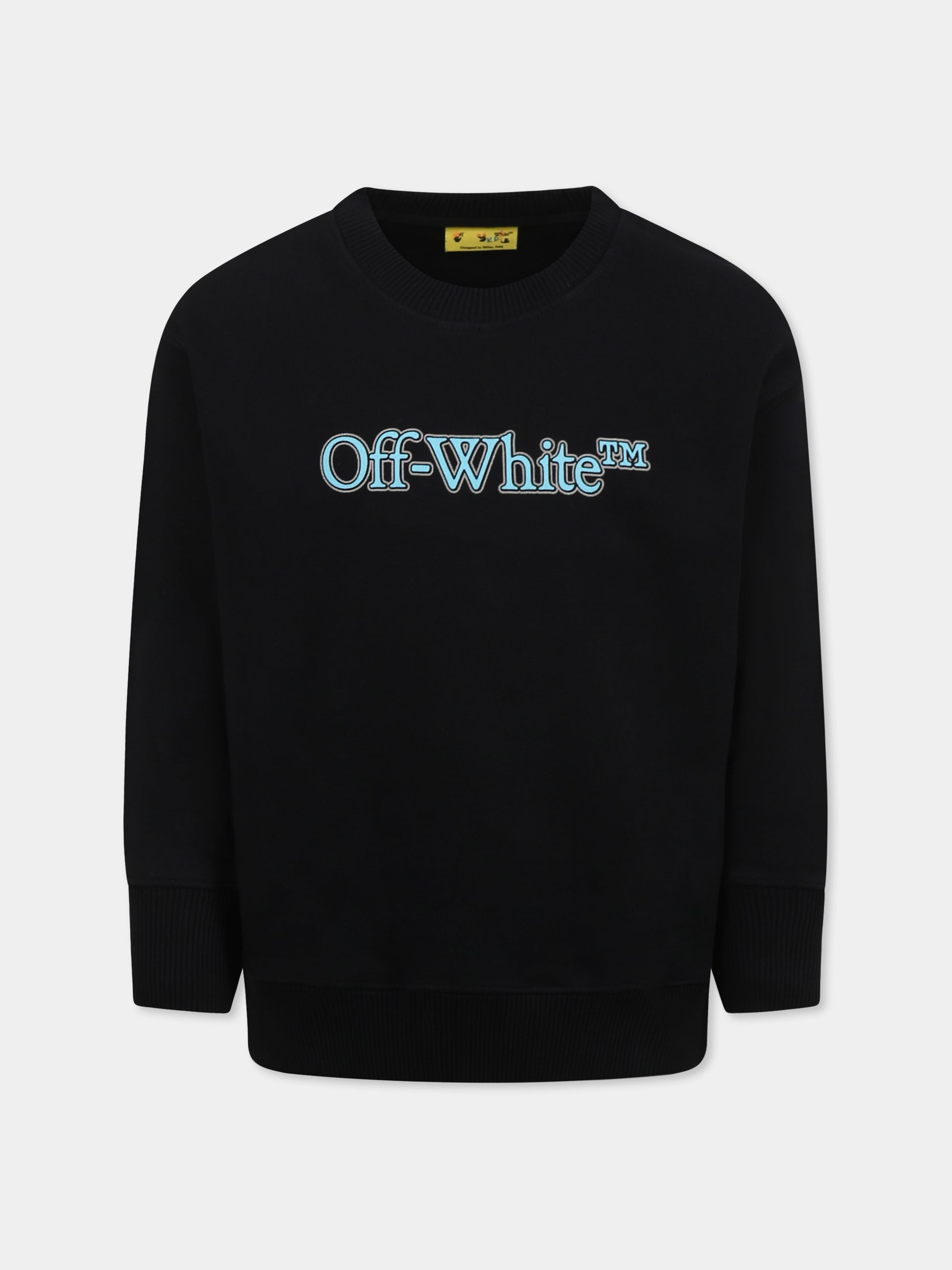 Felpa nera per bambino con logo,Off White,OBBA001S25FLE0011040