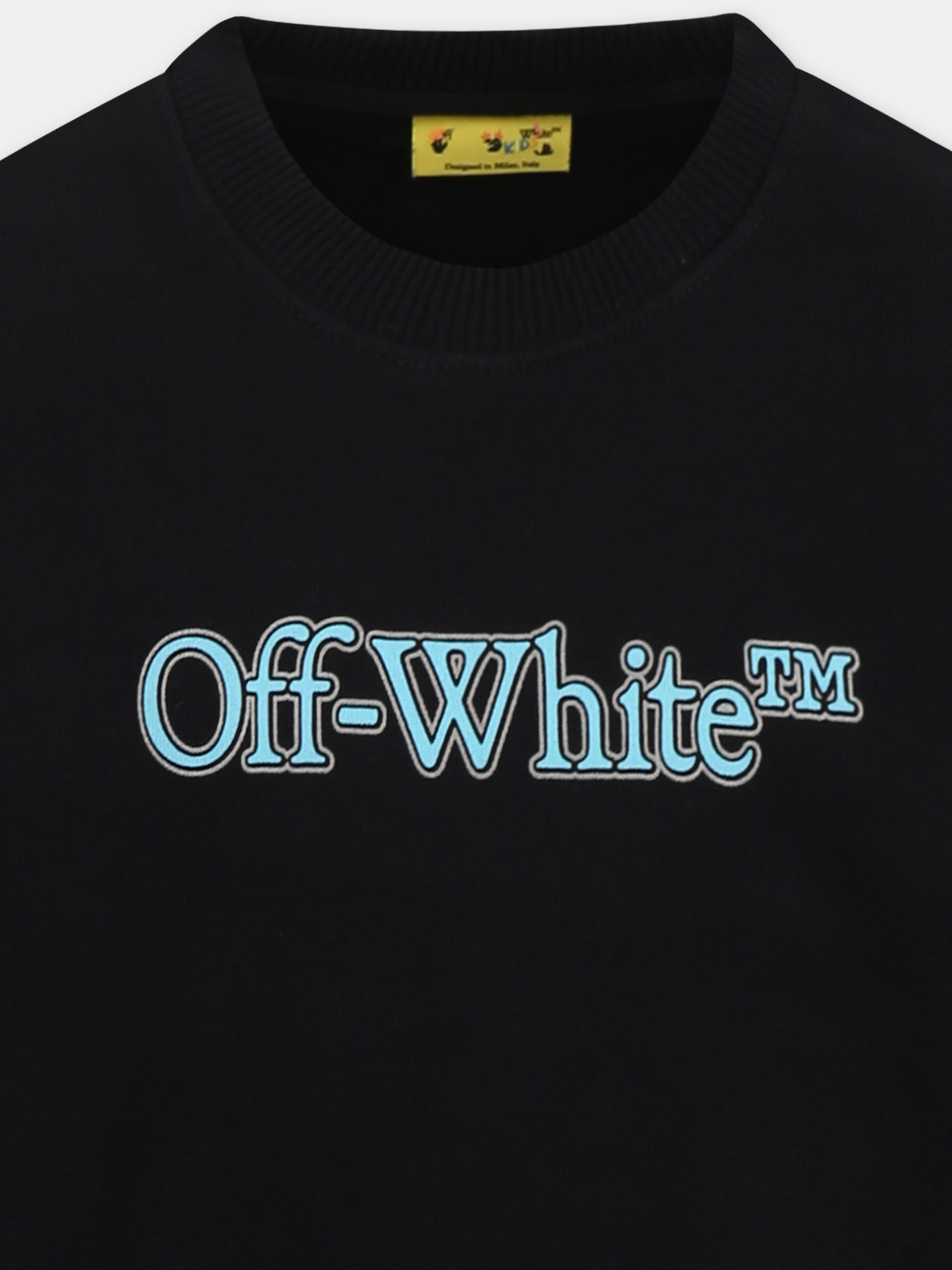 Felpa nera per bambino con logo,Off White,OBBA001S25FLE0011040