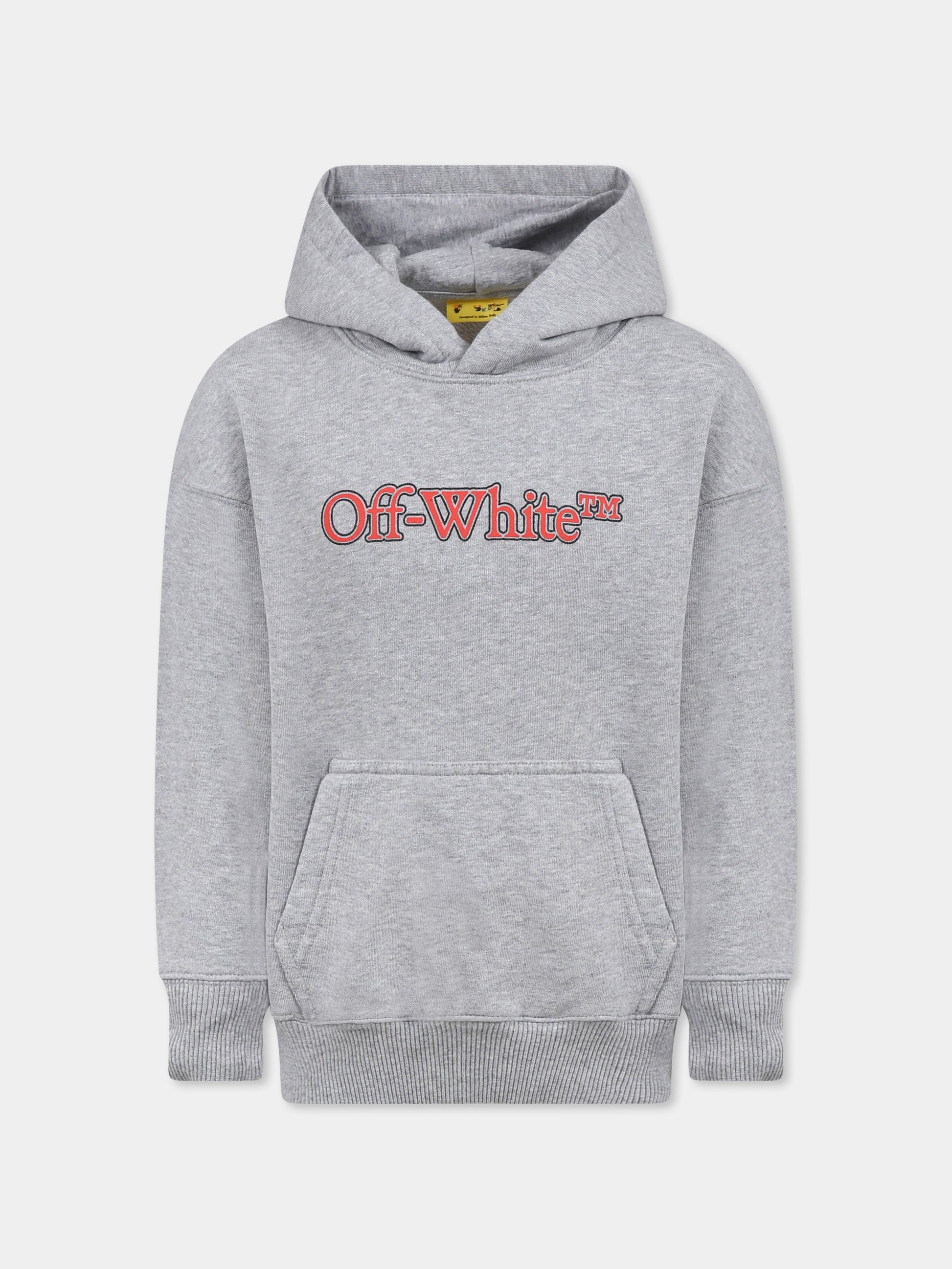 Felpa grigia per bambino con logo,Off White,OBBB001S25FLE0010826
