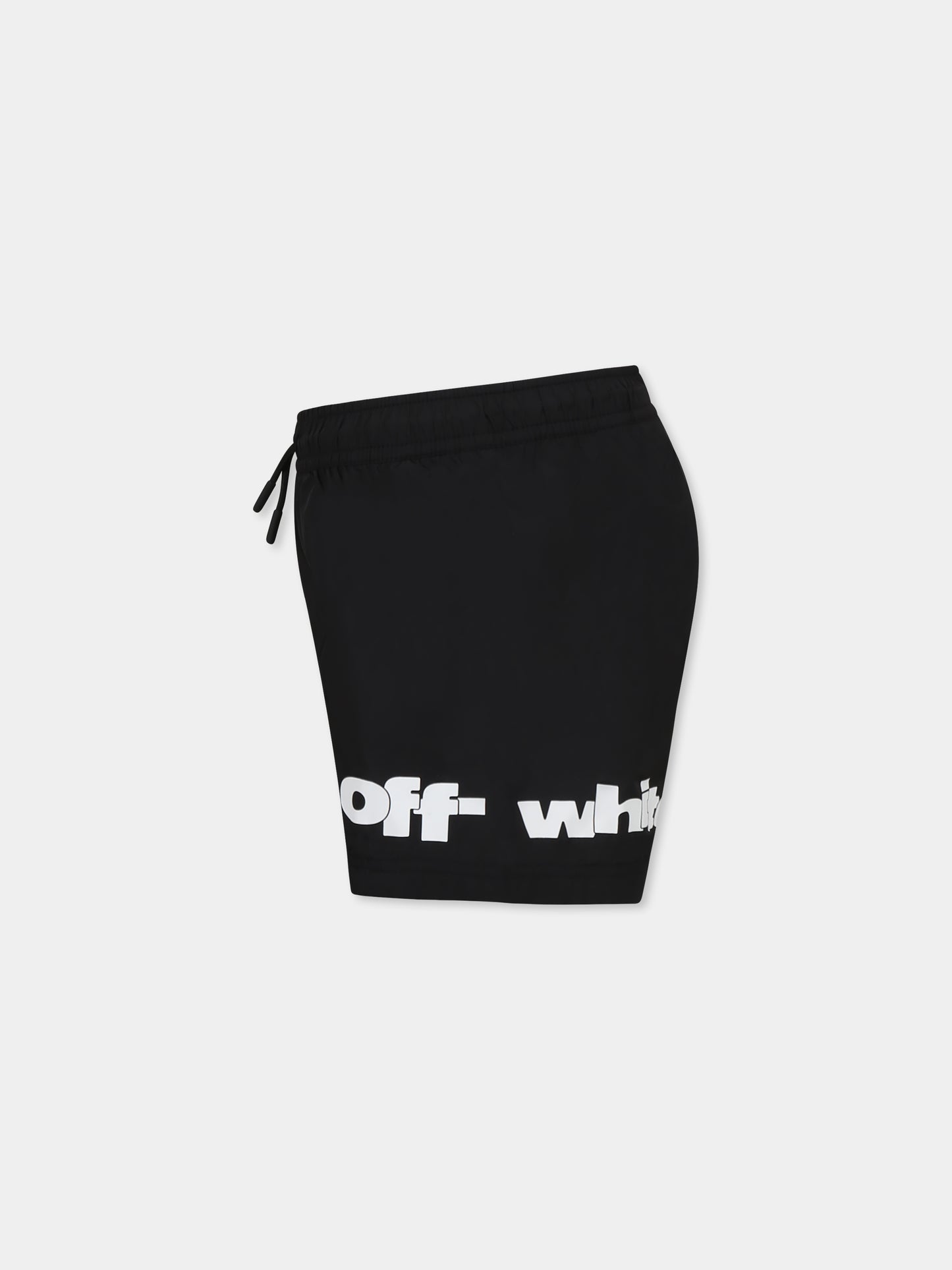 Boxer mare nero per bambino con logo,Off White,OBFA001S25FAB0011001