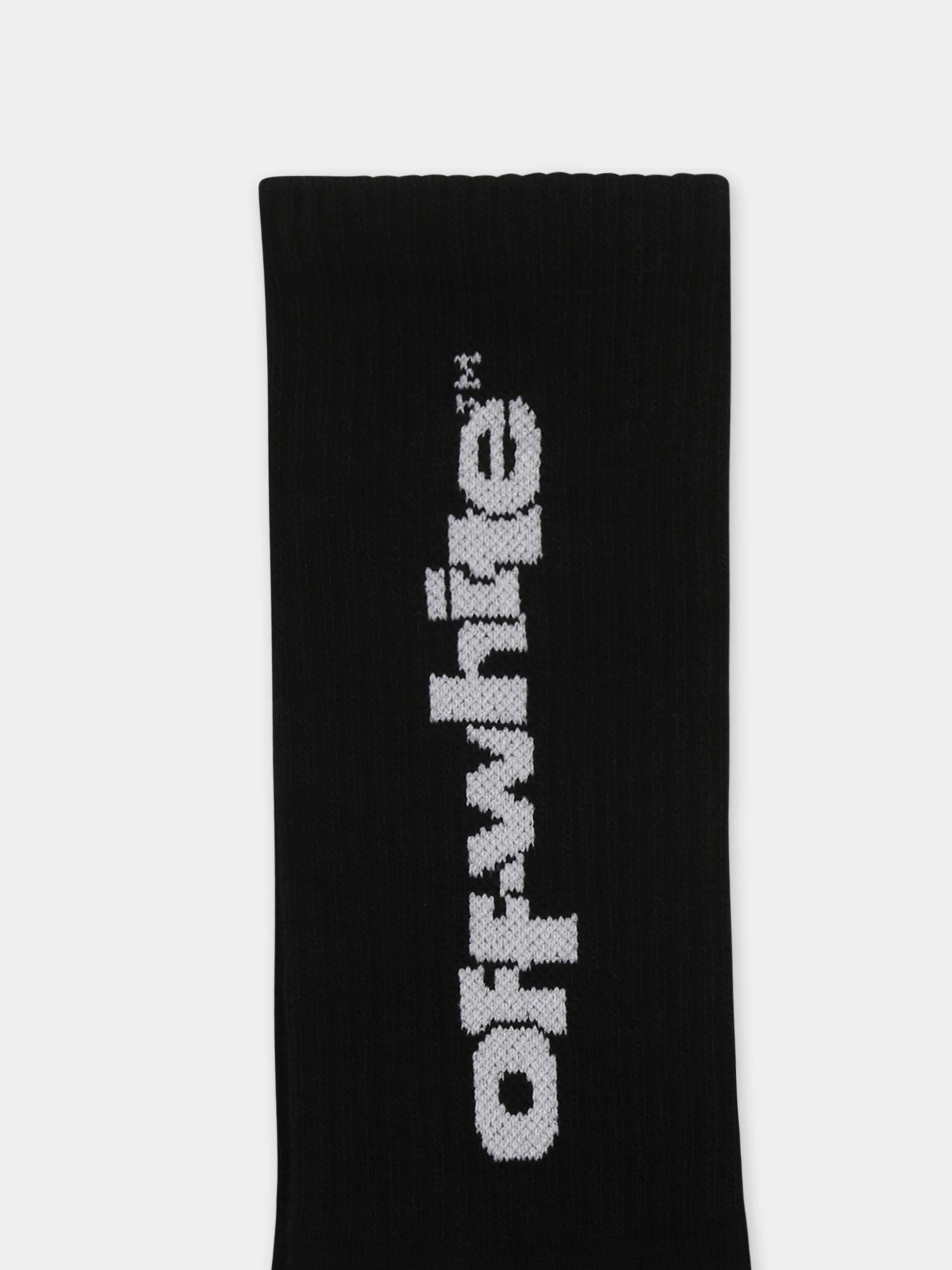 Calze nere per bambini con logo,Off White,OBRA003S25KNI0021001
