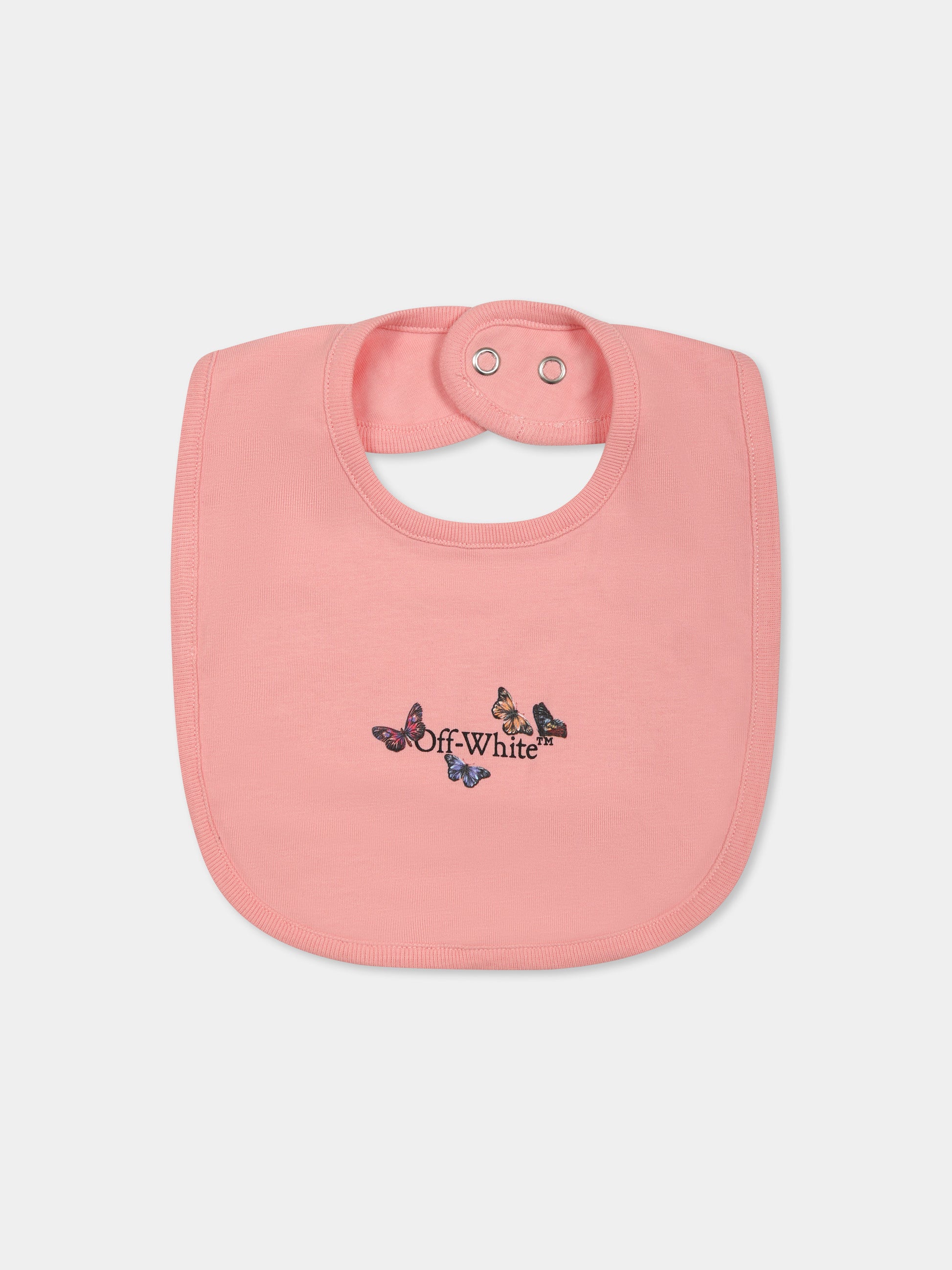 Set tutina rosa per neonata con logo e farfalle,Off White,OG2X006S25JER0013010