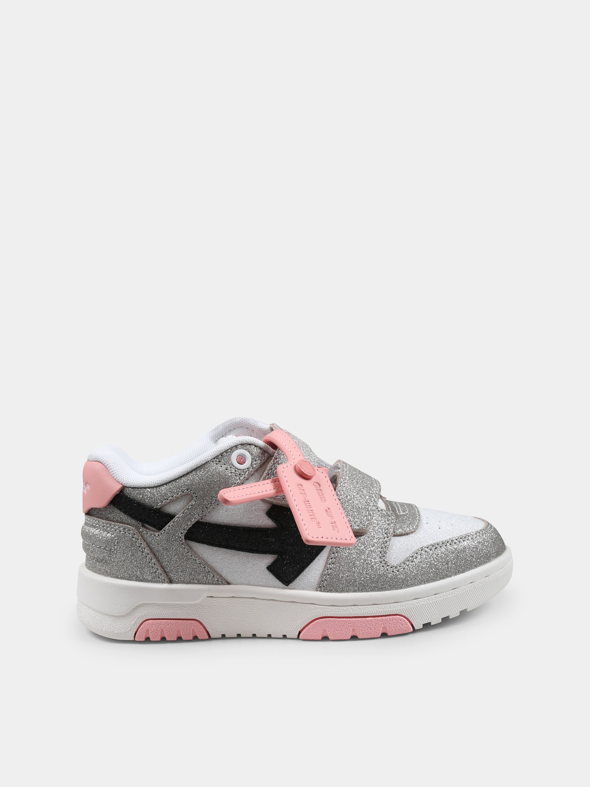 Sneakers Out of Office grigie per bambina con freccia,Off White,OGIA005S25LEA0028330