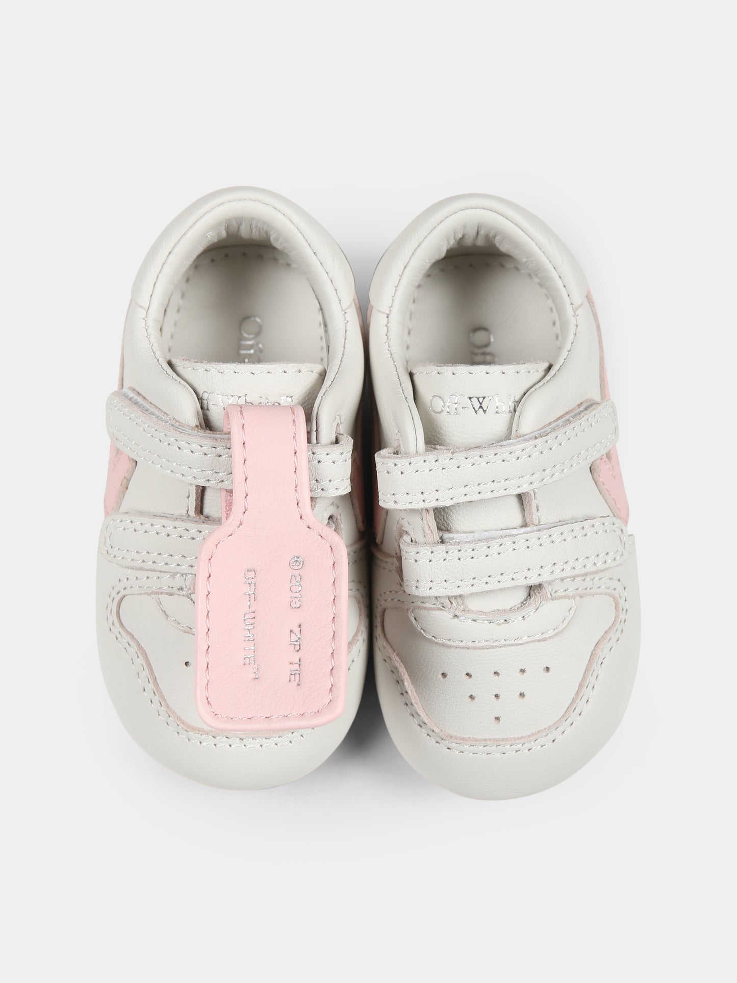 Sneakers avorio per neonata con freccia,Off White,OGIX001S25LEA001013C