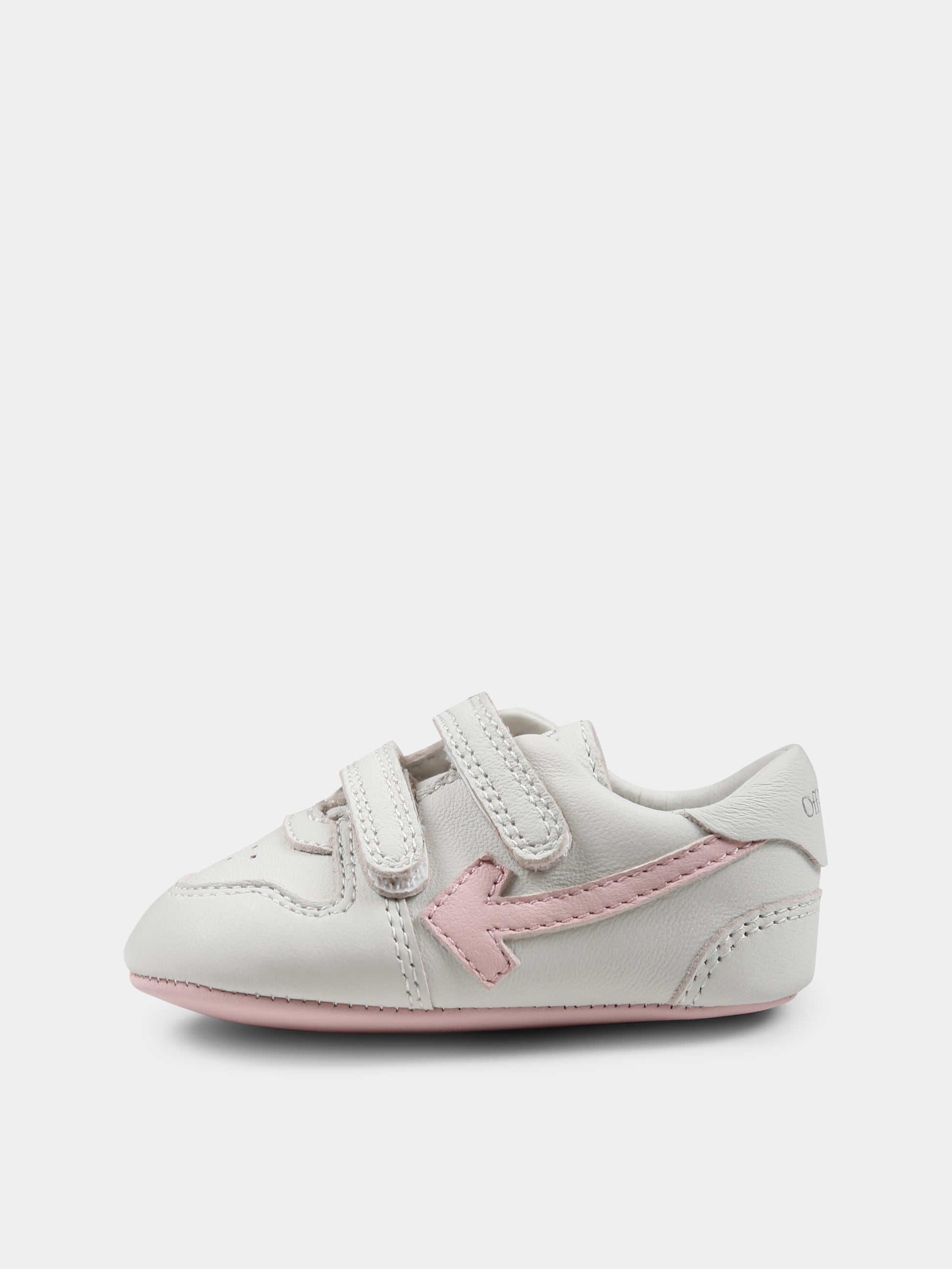 Sneakers avorio per neonata con freccia,Off White,OGIX001S25LEA001013C