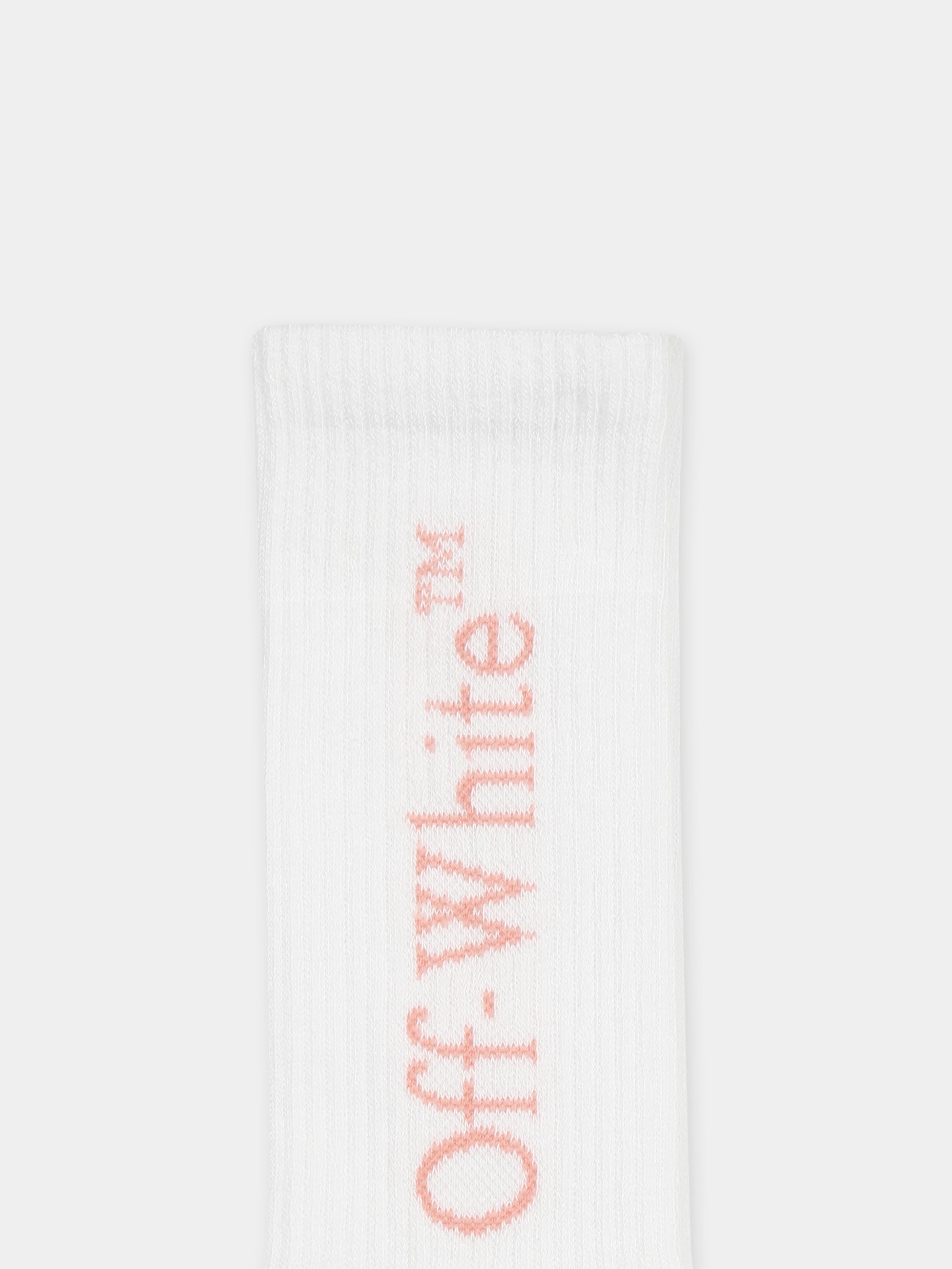 Calze bianche per bambina con logo,Off White,OGRA003S25KNI0010130