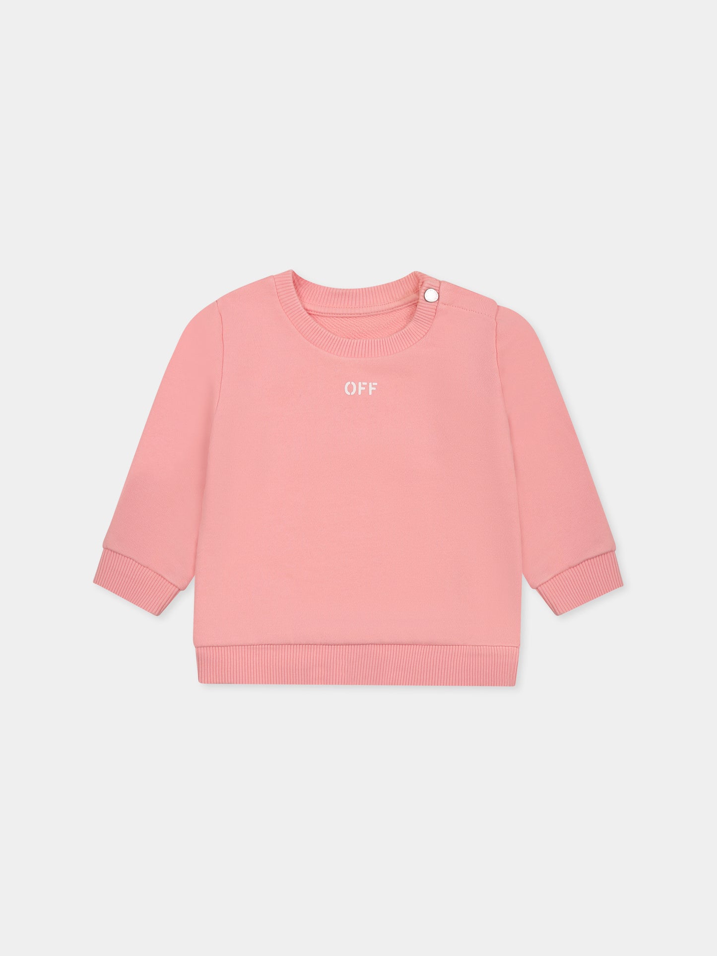 Felpa rosa per neonata con logo,Off White,OGXC001S25FLE0033001