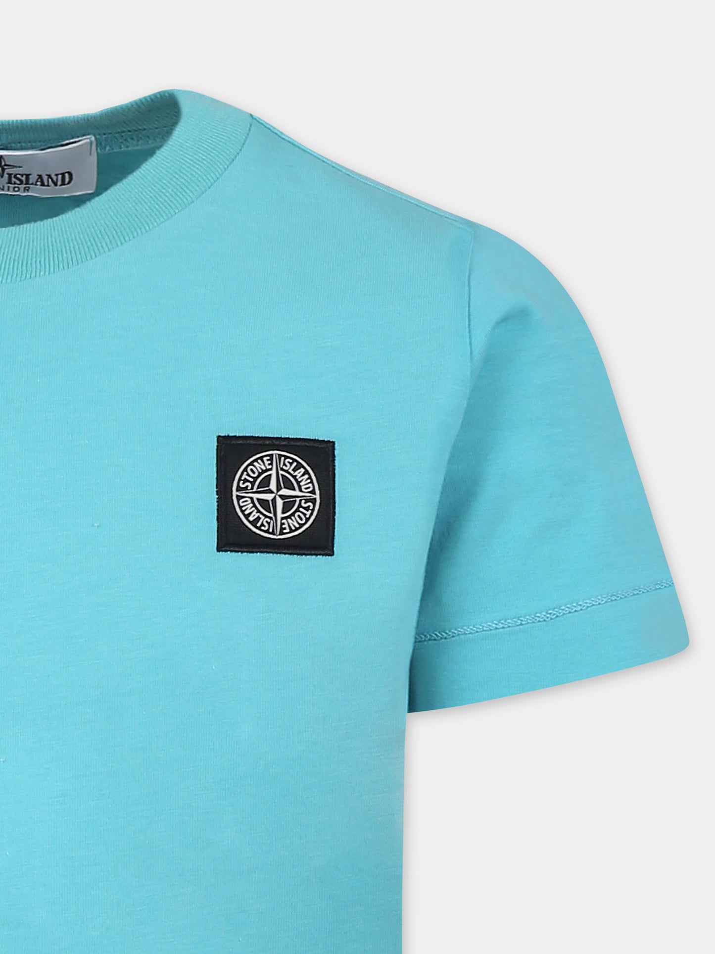 T-shirt celeste per bambino con bussola,Stone Island Junior,K1S16 2100002 S0047 V0042