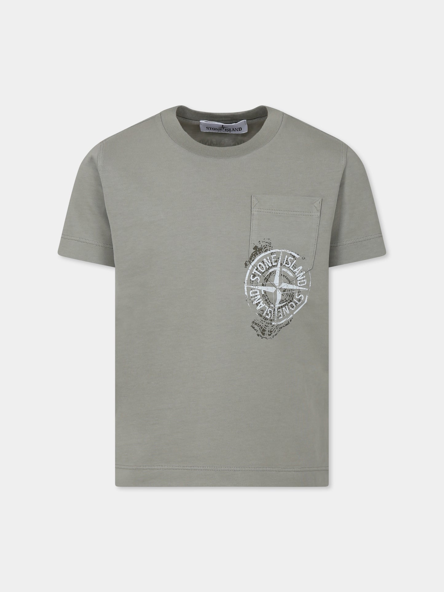 T-shirt bianca per bambino con stampa bussola,Stone Island Junior,K1S16 2100012 S0129 V0068