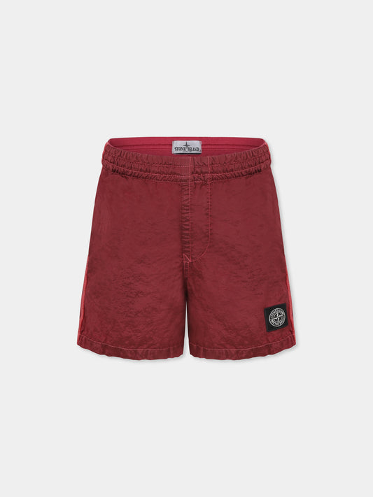 Boxer mare rosso per bambino con bussola,Stone Island Junior,K1S16 B100001 S0043 V0089