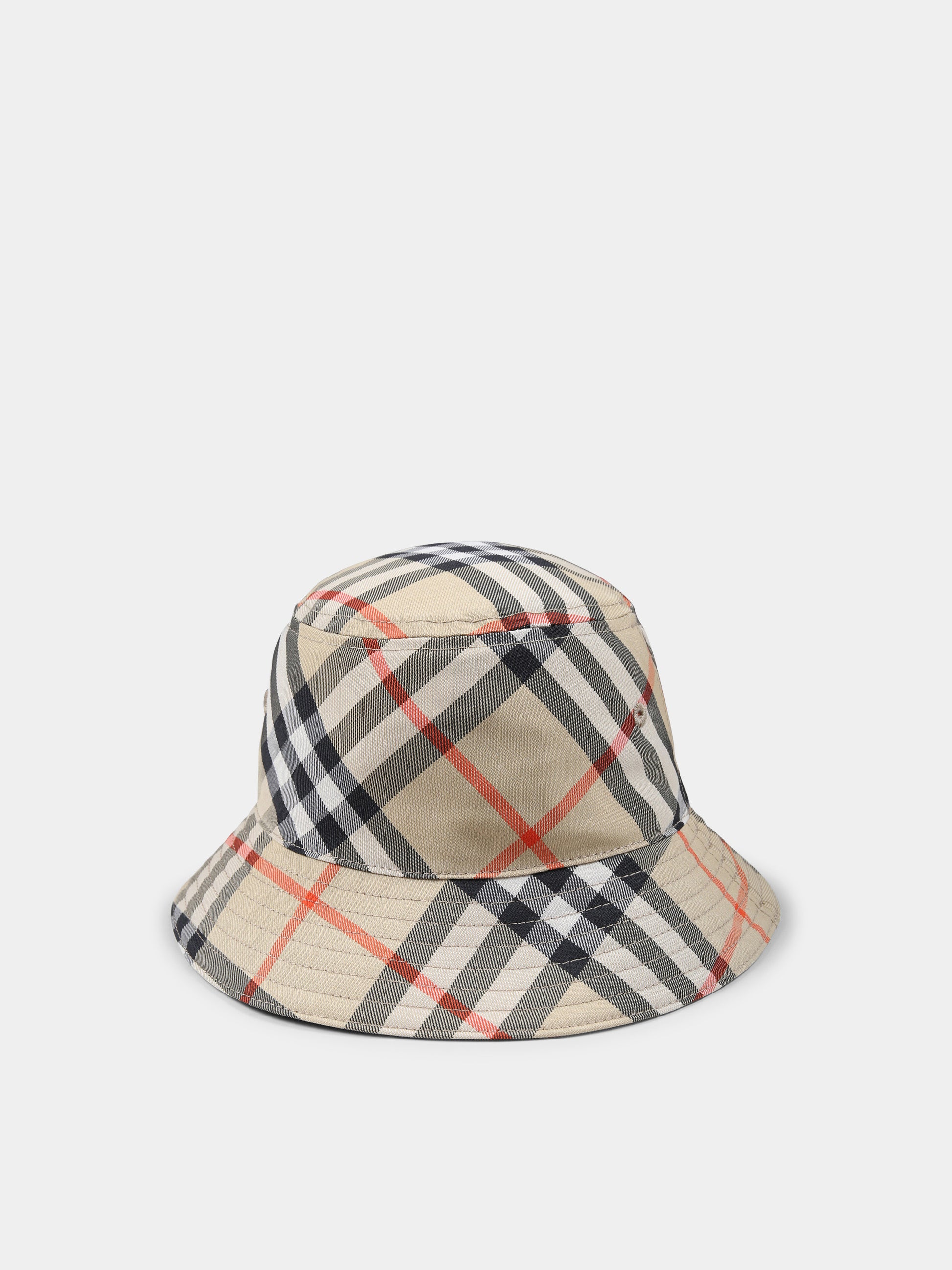 Cloche beige per bambini con check vintage,Burberry Kids,8104358 B9368