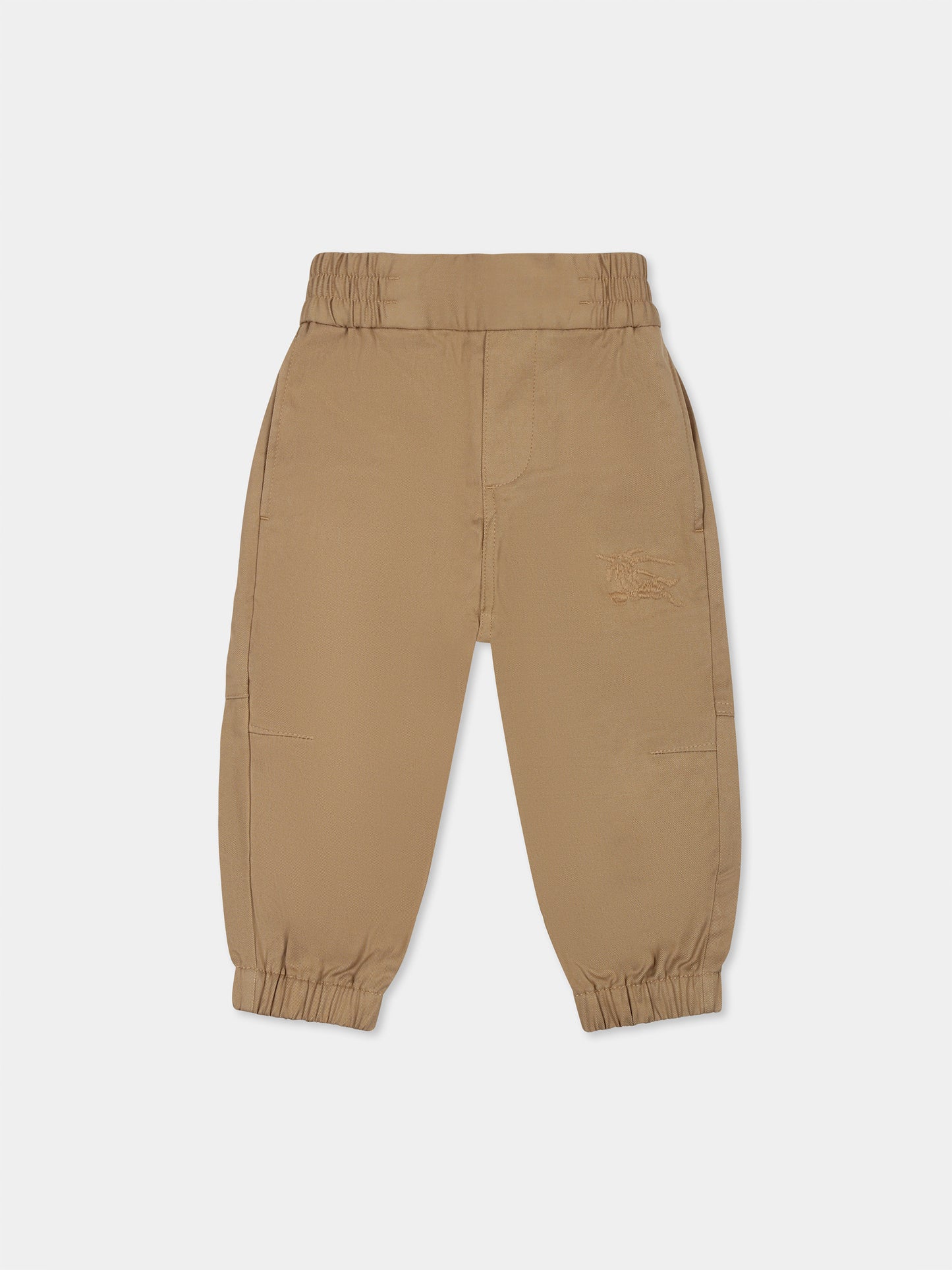 Beige trousers for baby boy with Equestrian knight logo