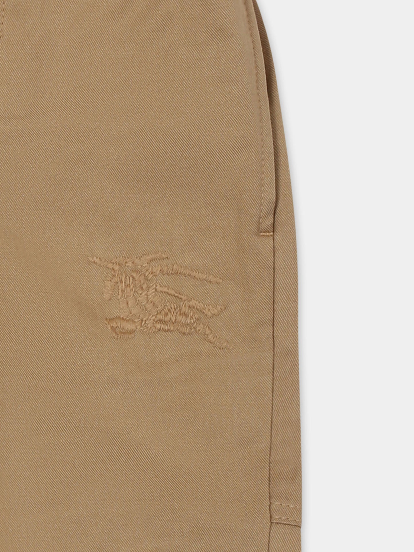 Beige trousers for baby boy with Equestrian knight logo