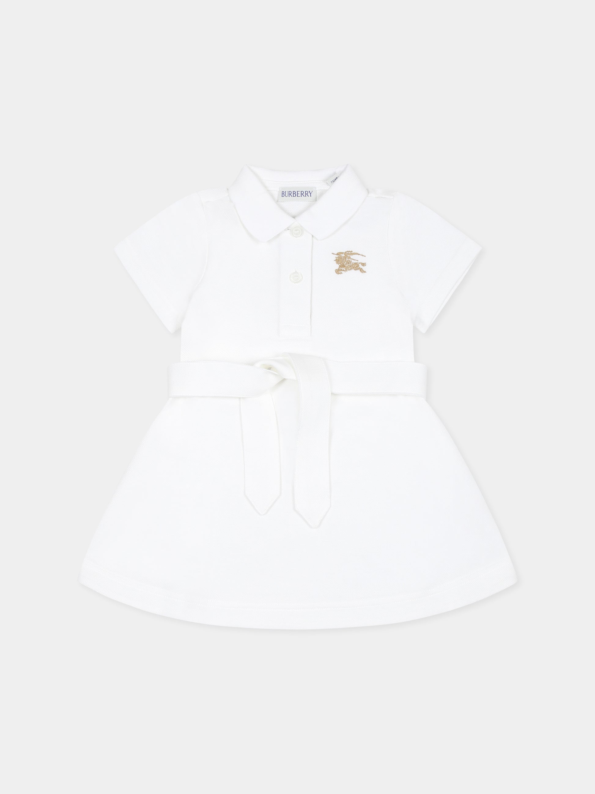 Vestito bianco per neonata con cavaliere equestre,Burberry Kids,8100494 A1464