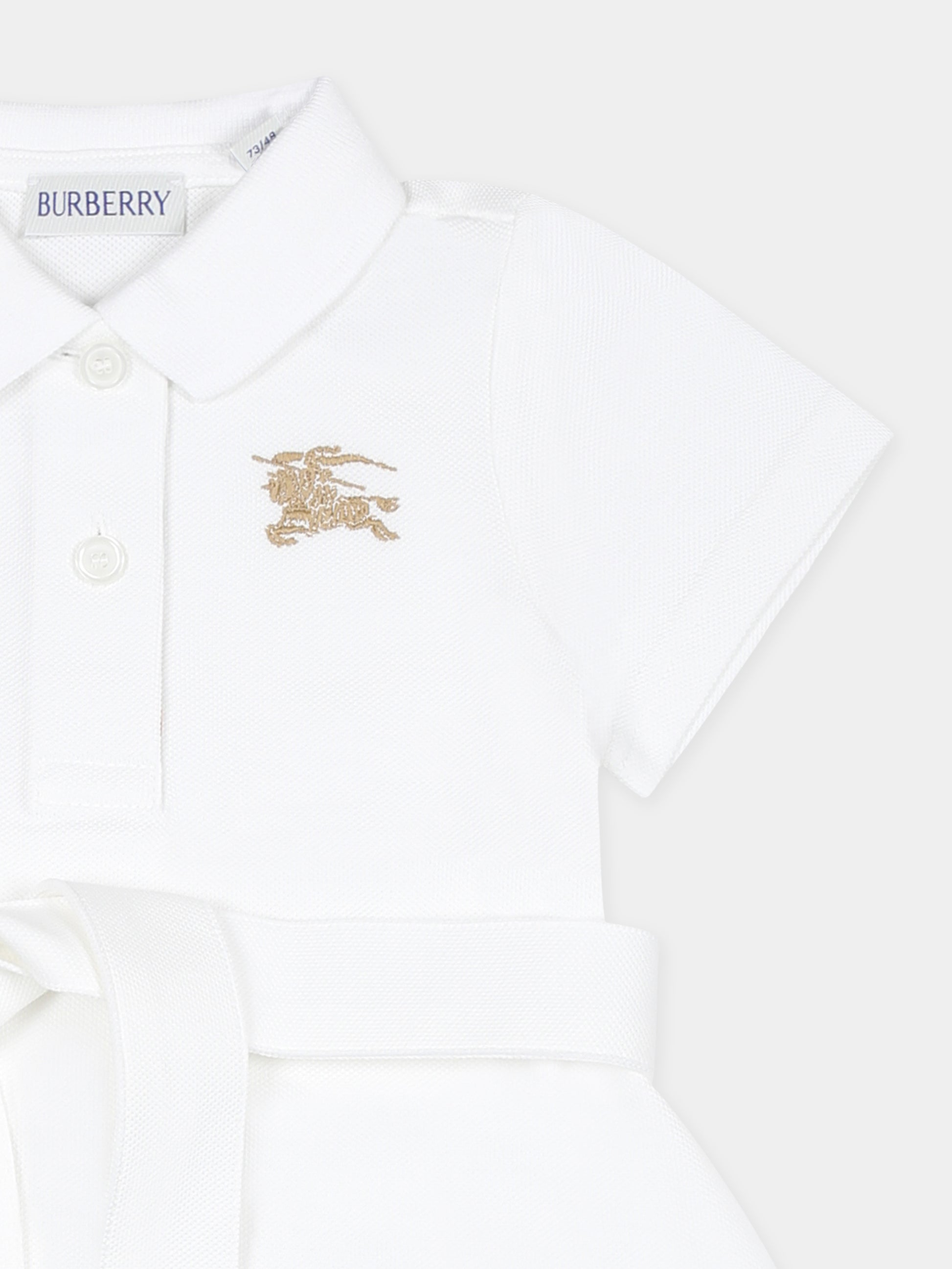 Vestito bianco per neonata con cavaliere equestre,Burberry Kids,8100494 A1464