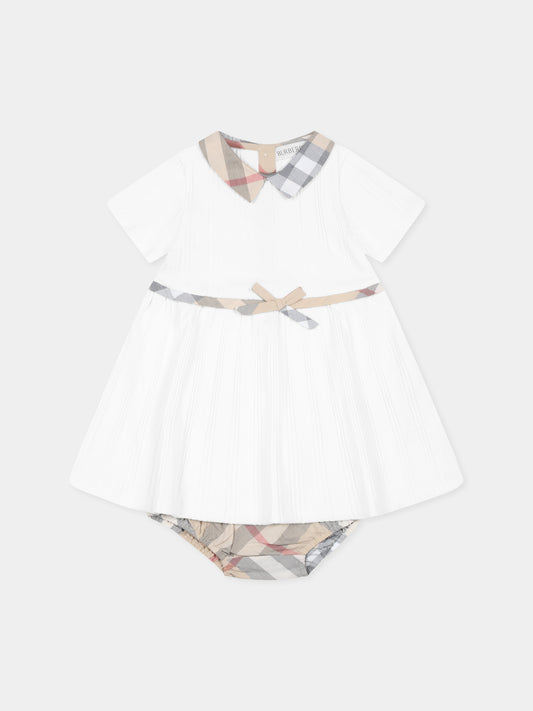 Vestito avorio per neonata con check vintage,Burberry Kids,8100224 A1464