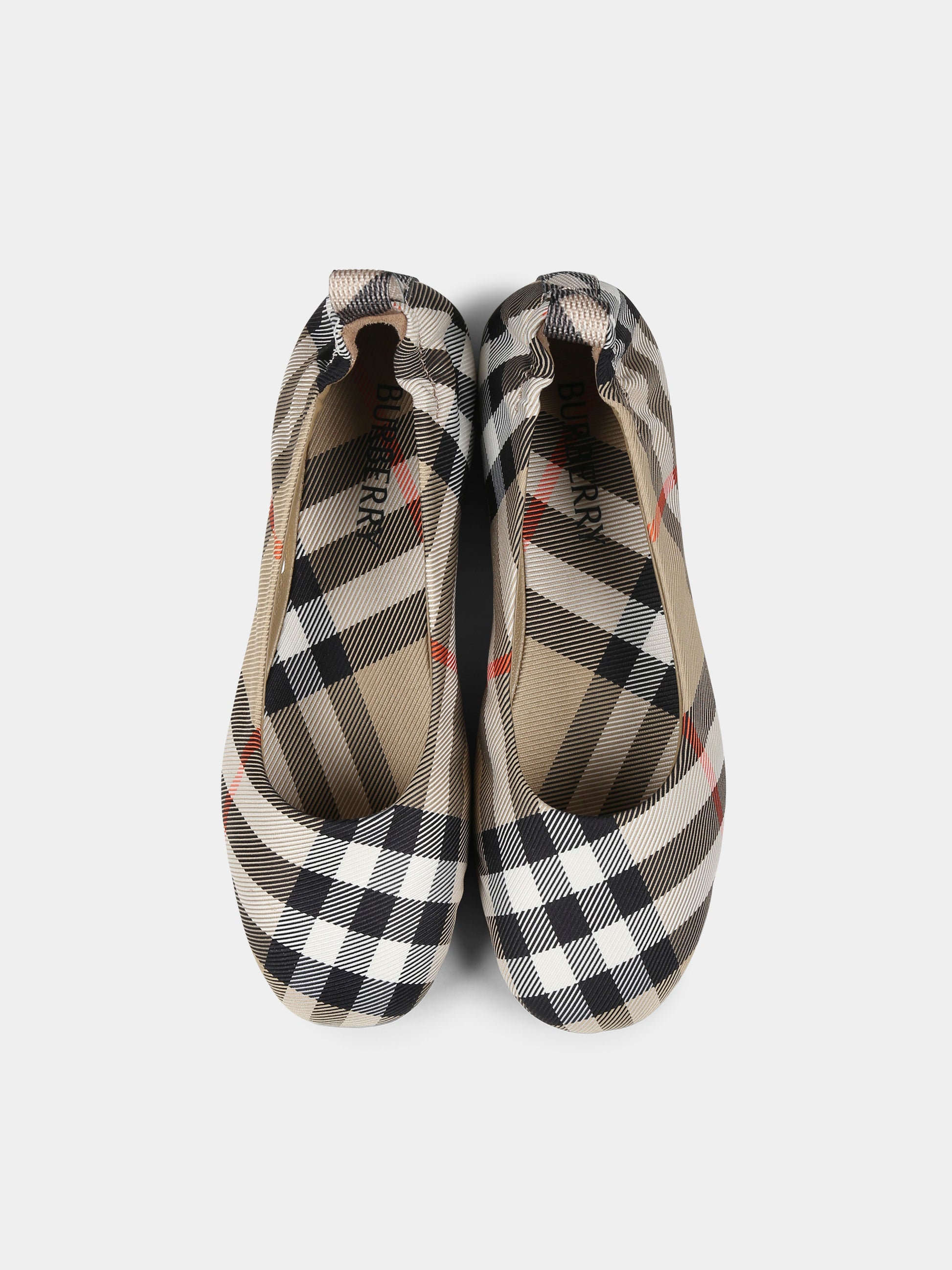 Ballerine beige per bambina con check vintage,Burberry Kids,8099960 B9368