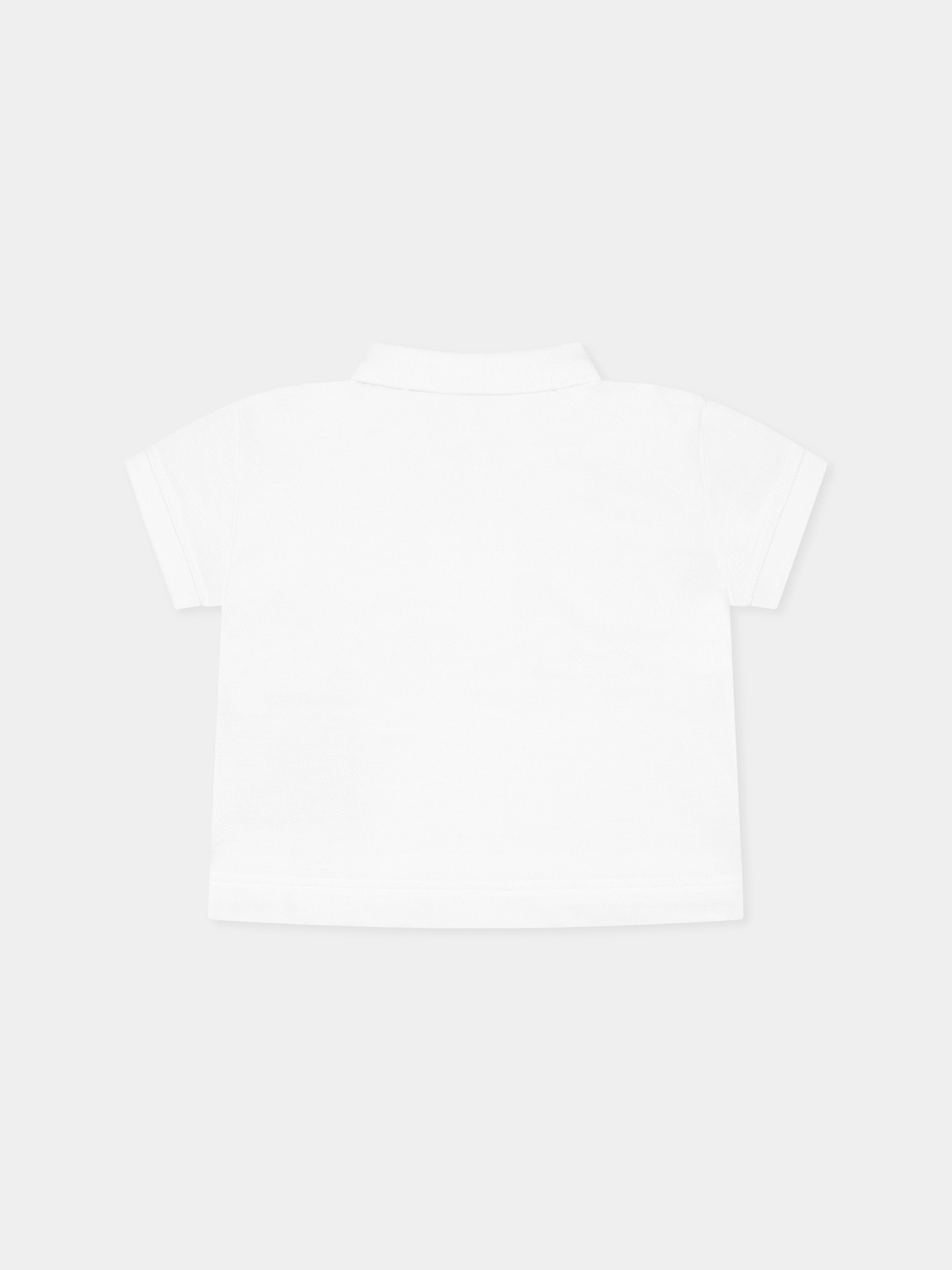 Polo bianca per neonato con cavaliere equestre,Burberry Kids,8100555 A1464