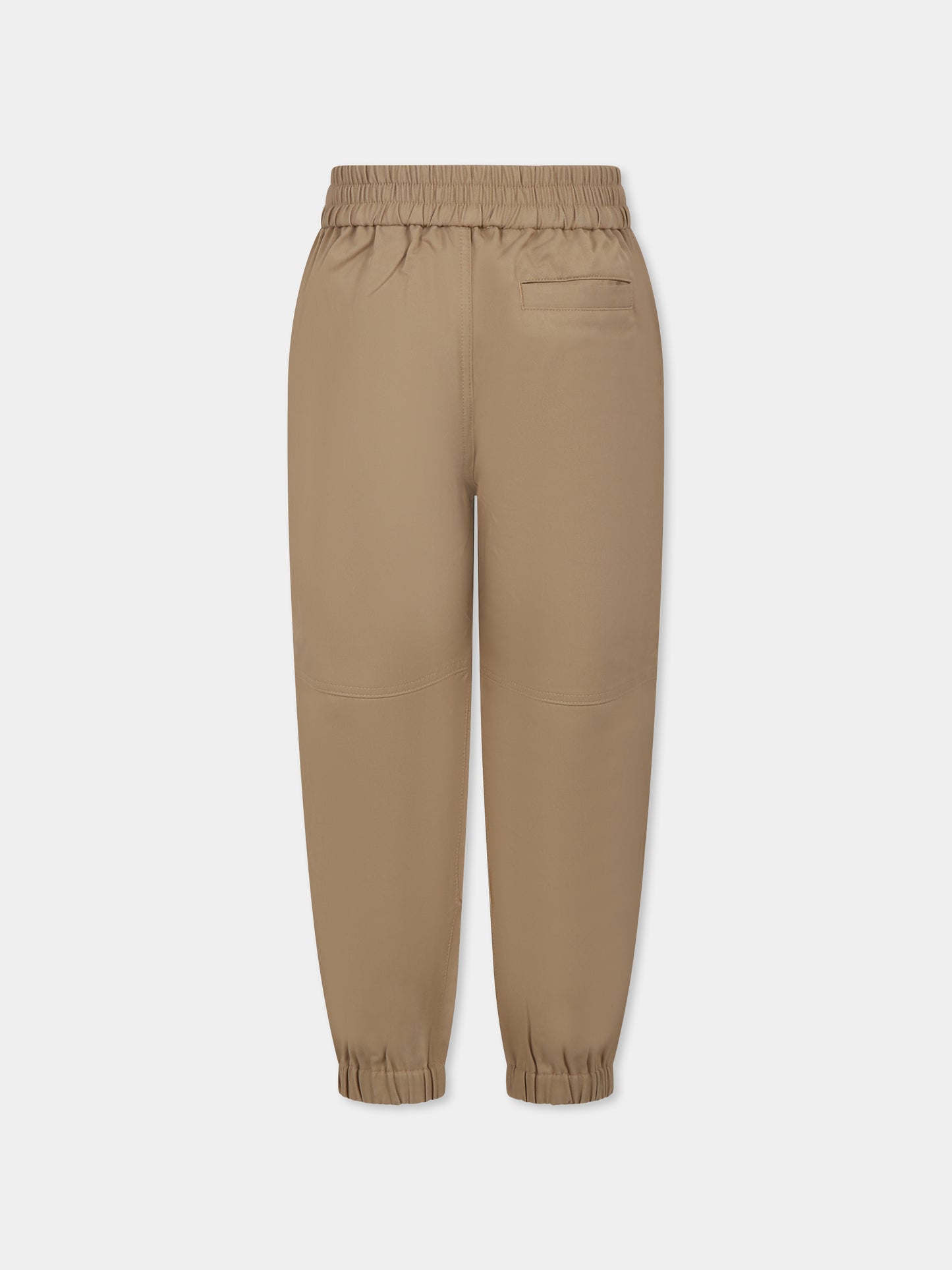 Beige trousers for boy with Equestrian knight logo