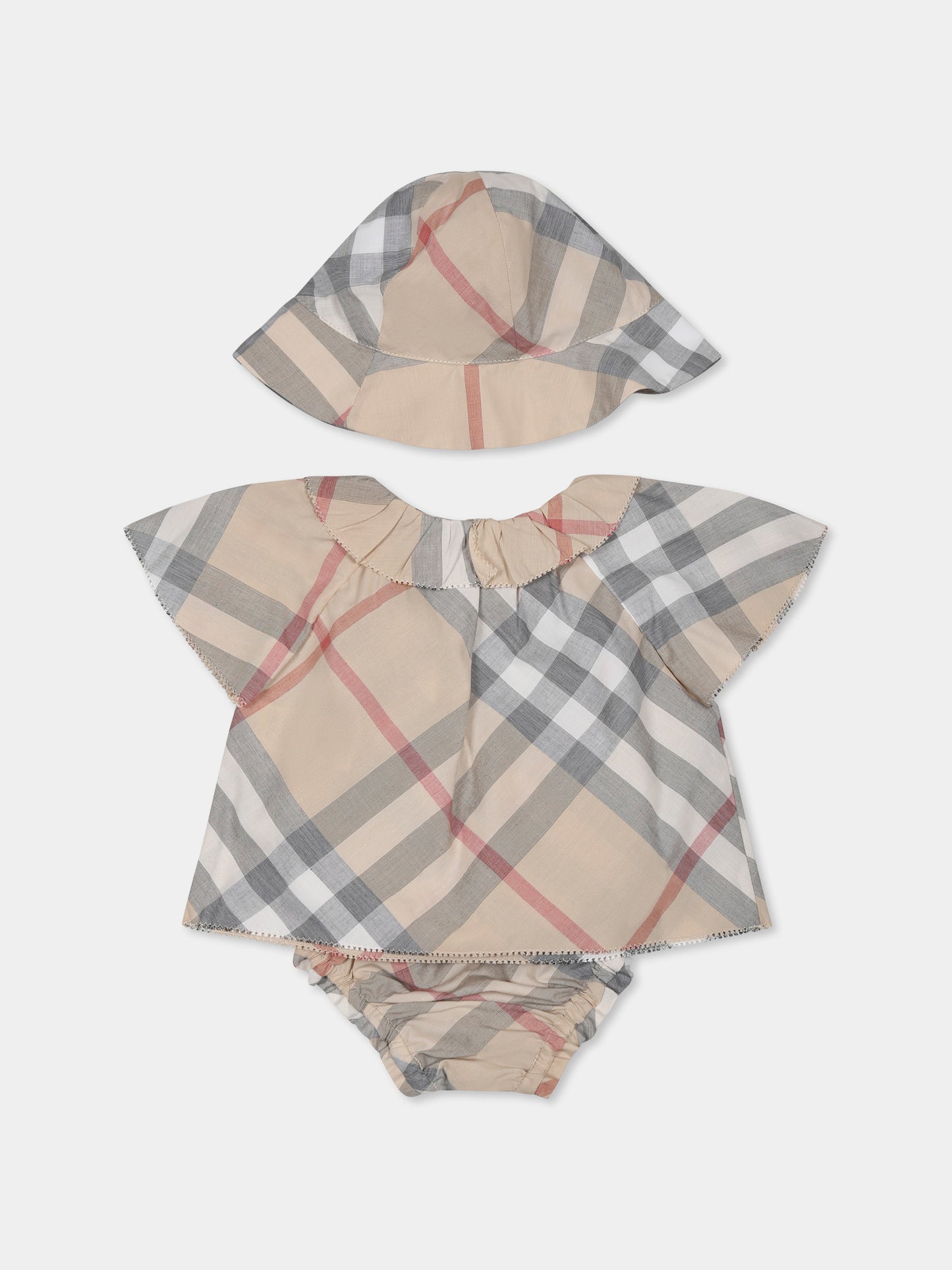 Set beige per neonata con check vintage,Burberry Kids,8100700 A2205