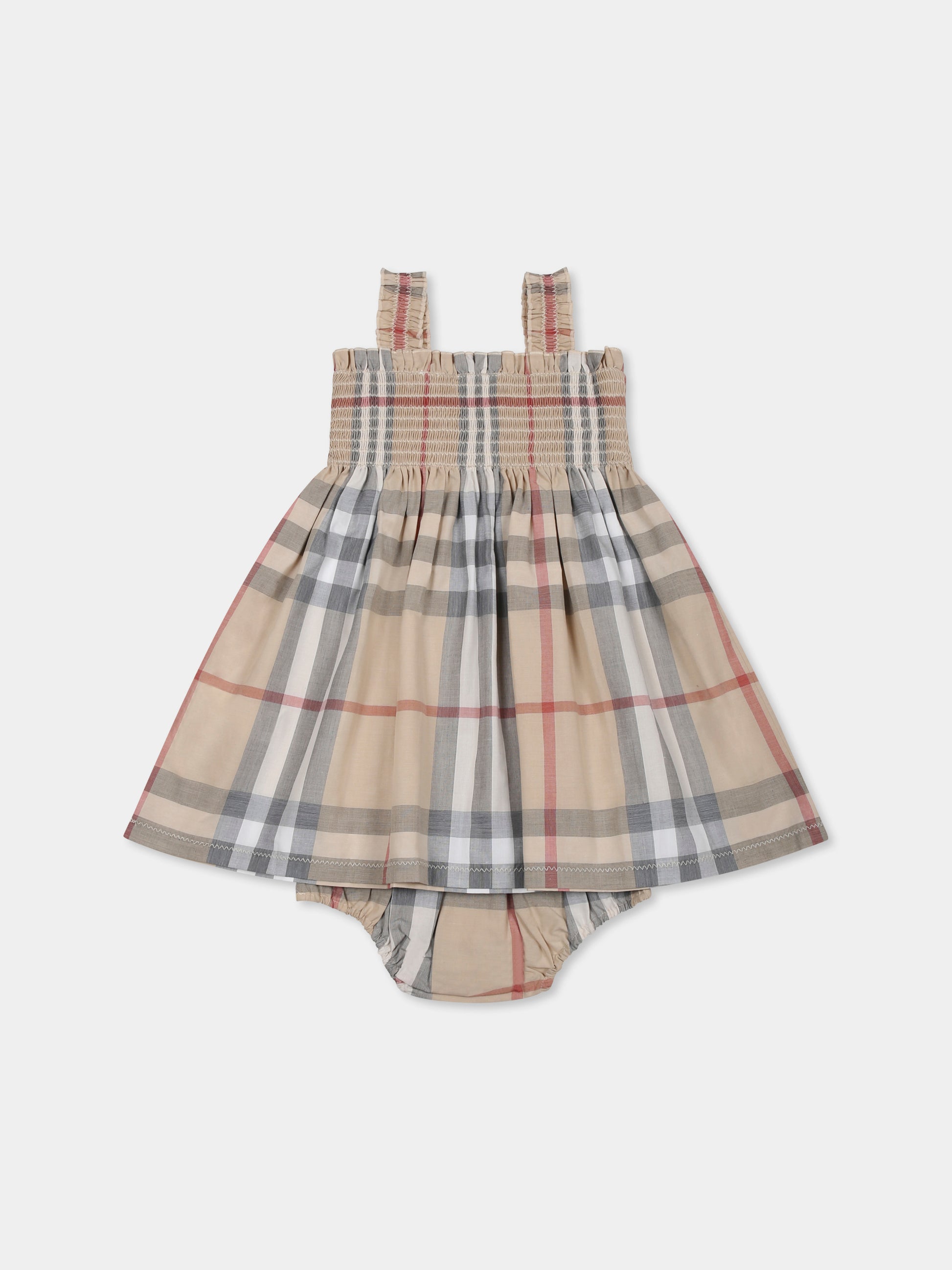 Vestito beige per neonata con check vintage,Burberry Kids,8100222 A2205