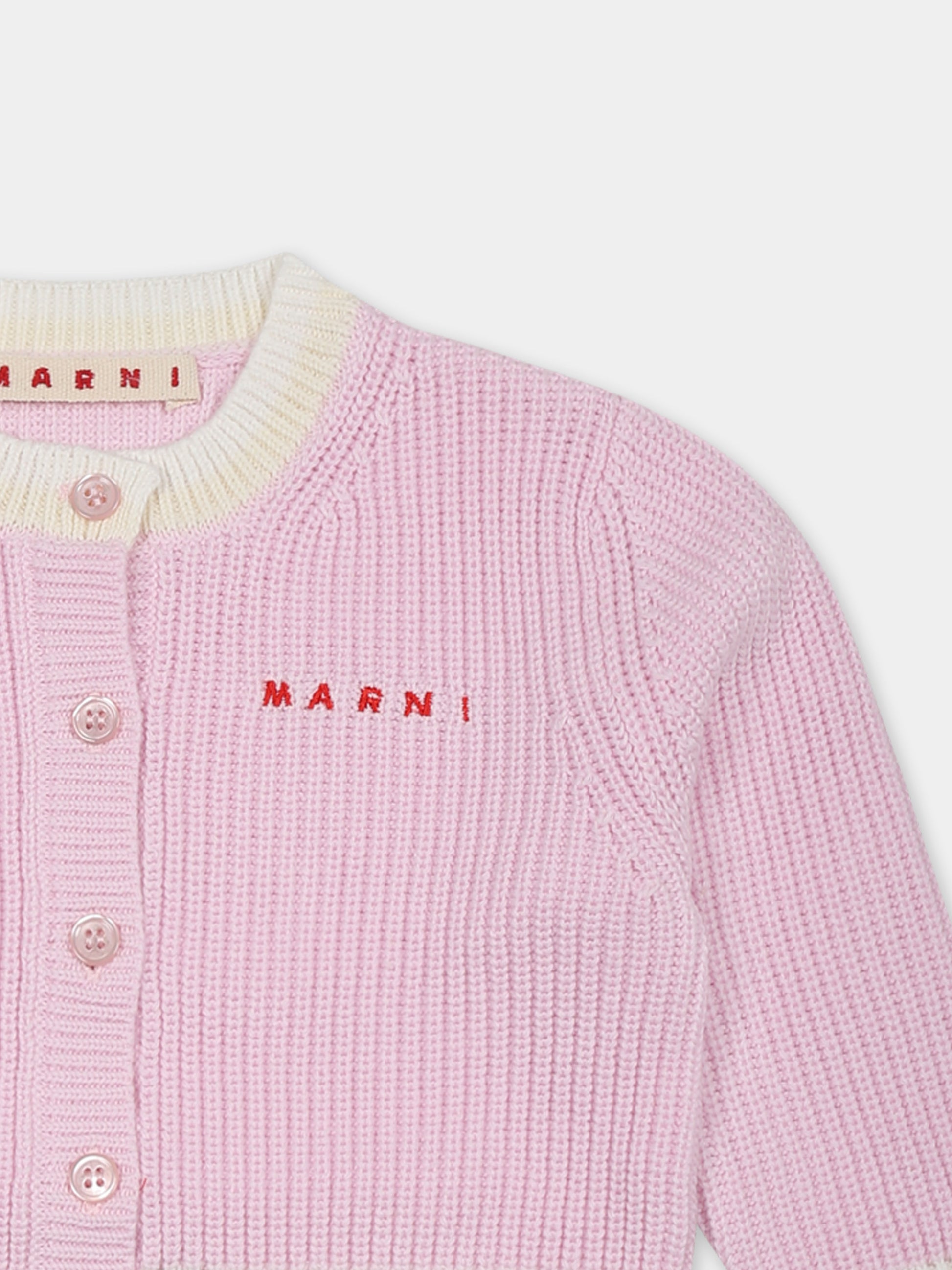 Cardigan rosa per neonata con logo,Marni Kids,M01394 M00V5 MK145V 0M347