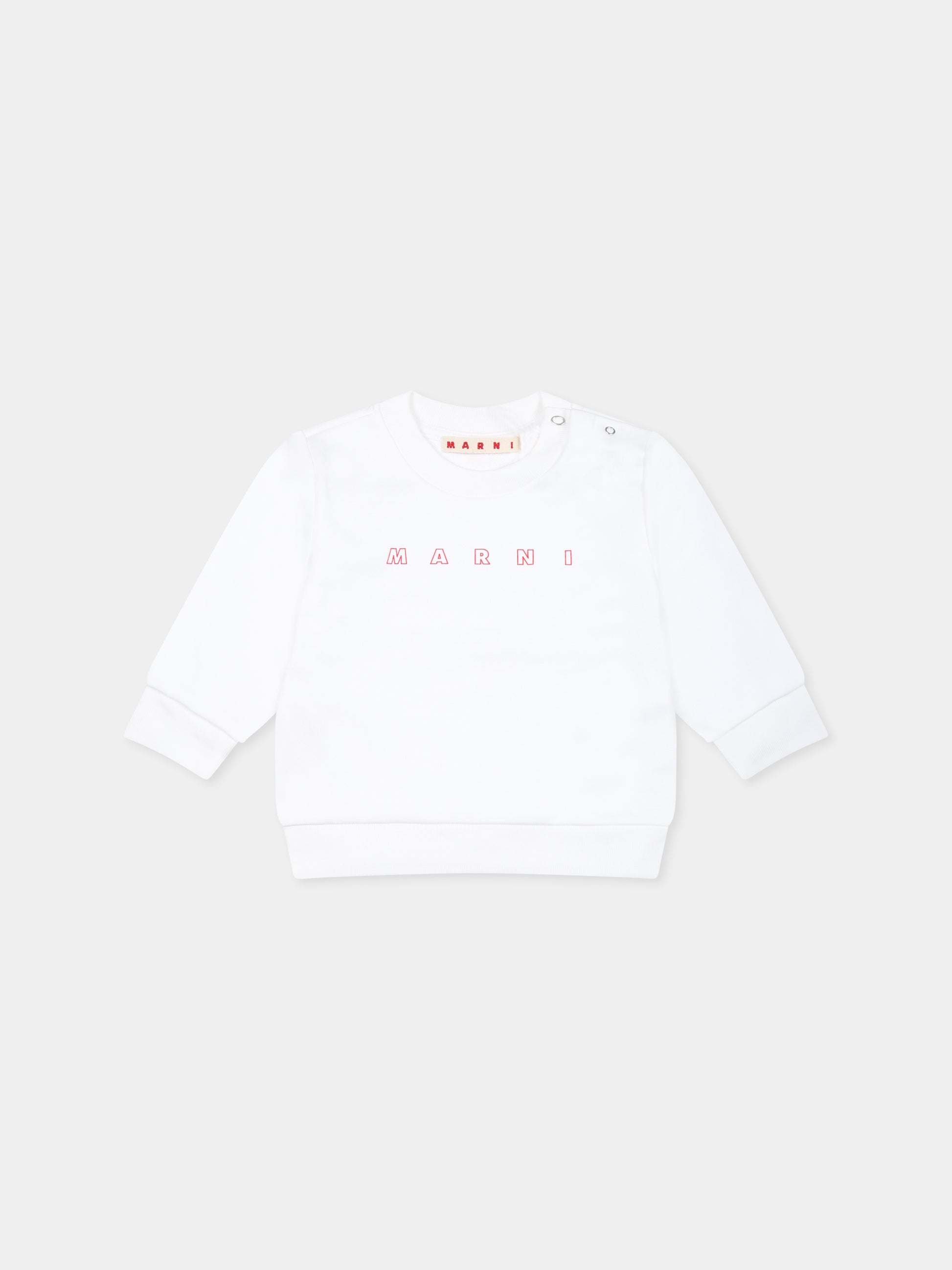 Felpa bianca per neonati con logo rosso,Marni Kids,M01437 M00V0 MS319B 0M100
