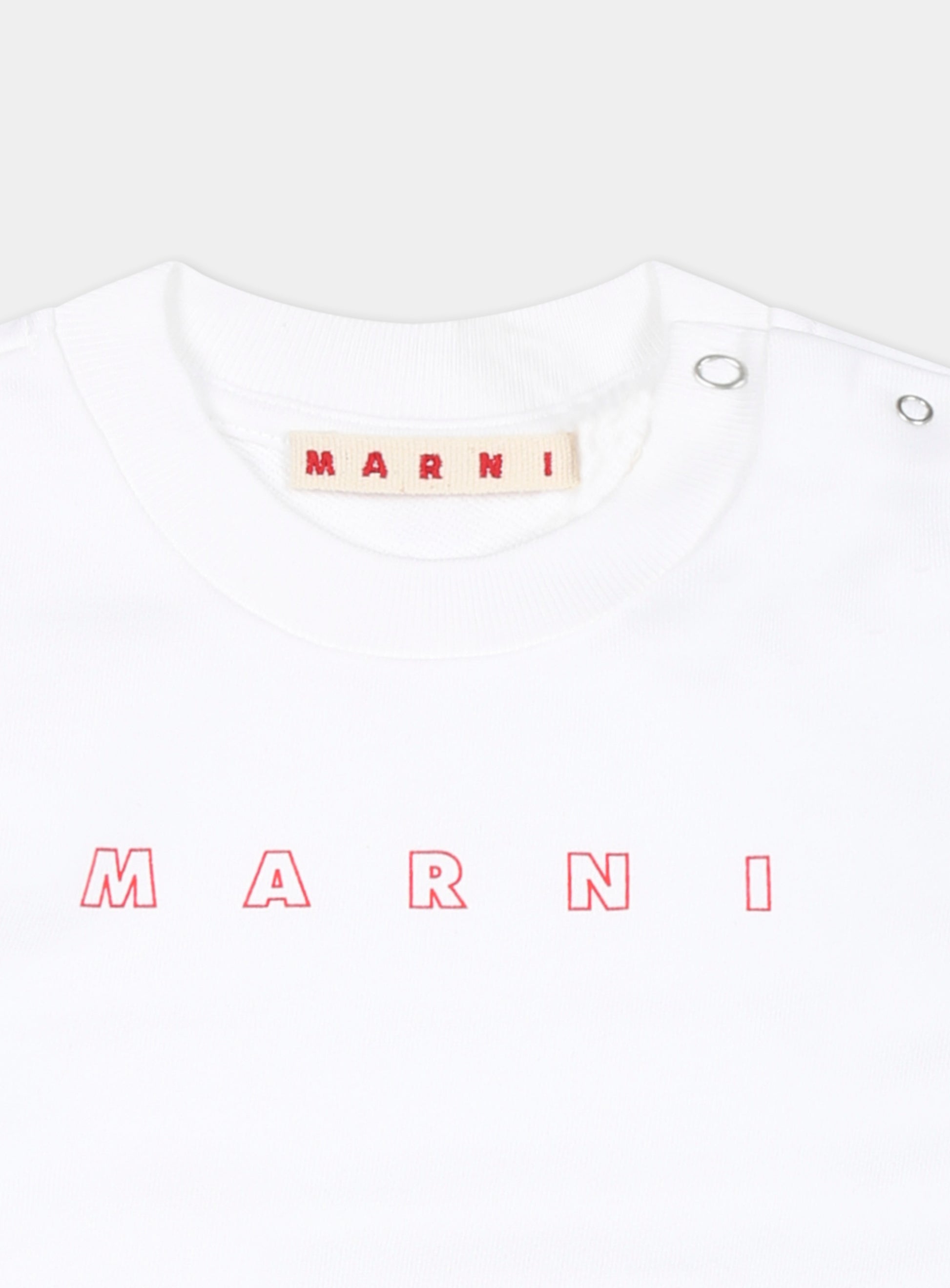Felpa bianca per neonati con logo rosso,Marni Kids,M01437 M00V0 MS319B 0M100