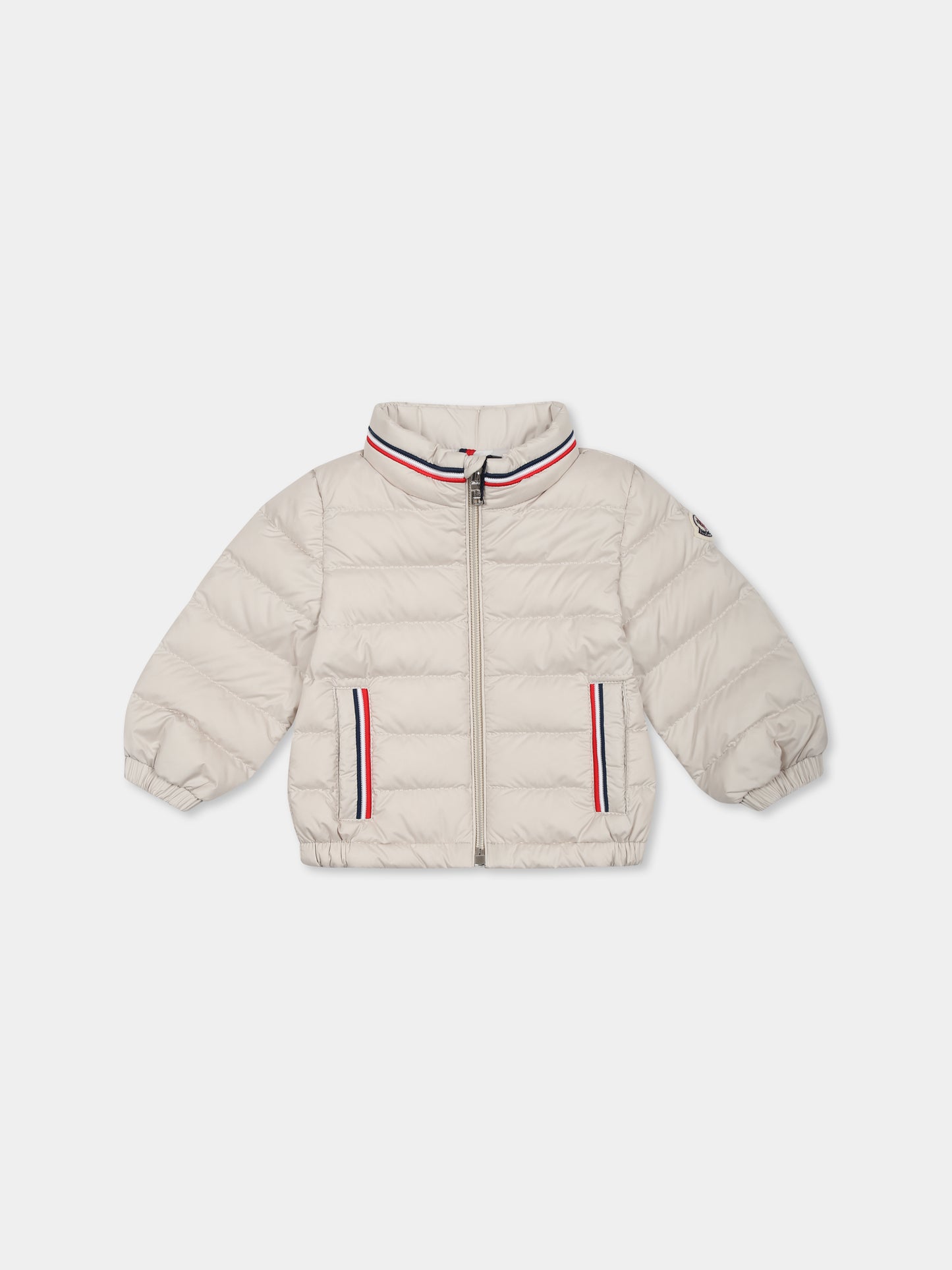 Piumino Jerry avorio per neonato con logo,Moncler Kids,K1951 1A00008 597X2 20F