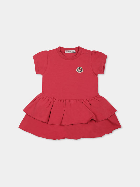 Vestito fucsia per neonata con logo,Moncler Kids,K1951 8I00003 89AUM 557