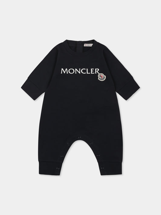 Tutina blu per neonati con logo,Moncler Kids,K1951 8L00002 899AR 778