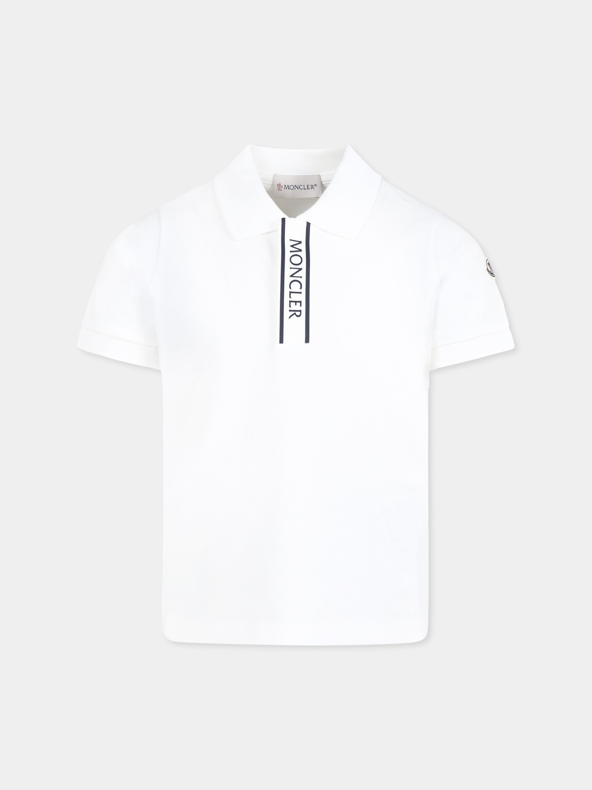 Polo bianca per bambino con logo,Moncler Kids,K1954 8A00007 89ALK 034