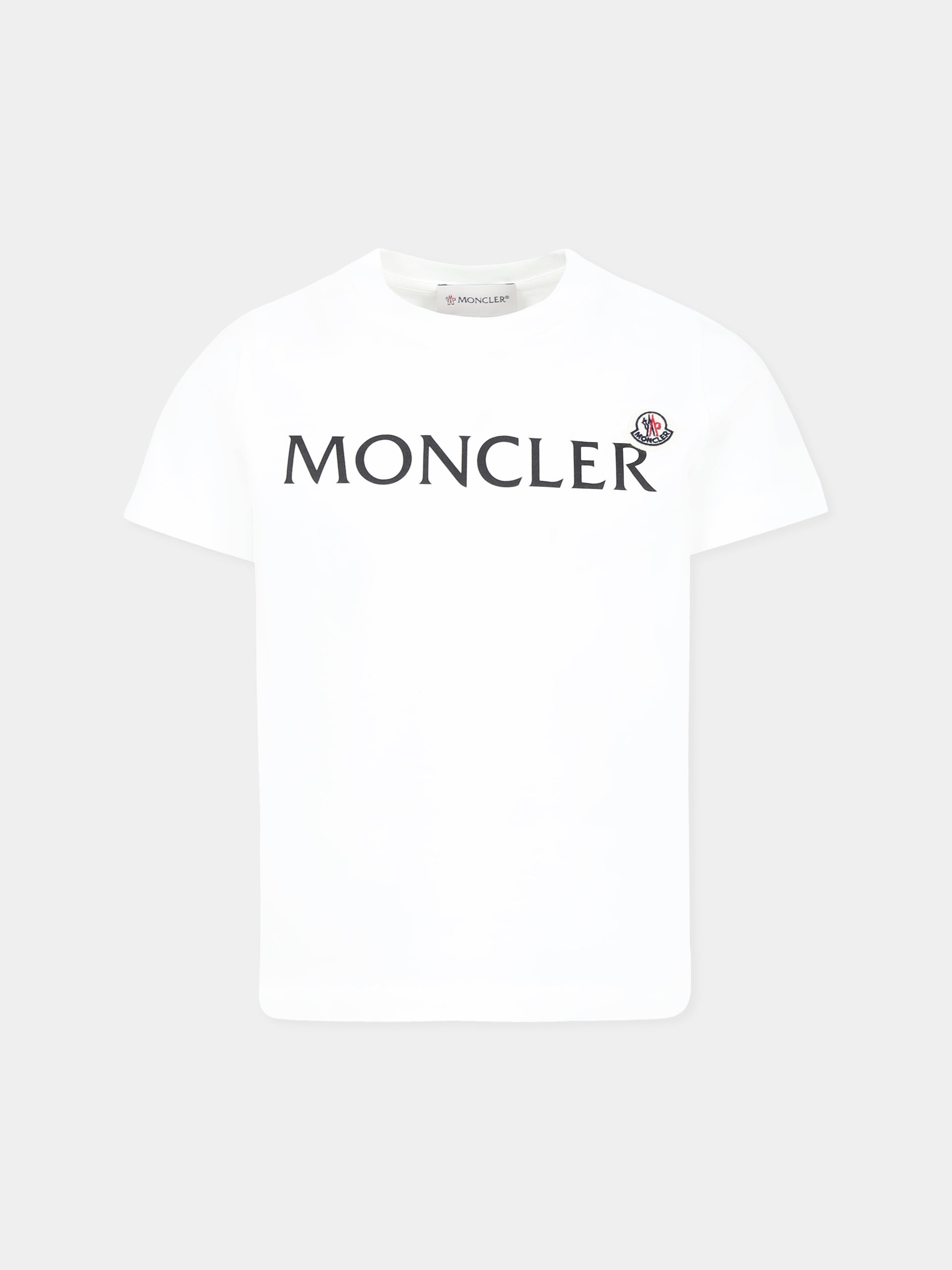 T-shirt bianca per bambini con logo,Moncler Kids,K1954 8C00015 89AFV 034