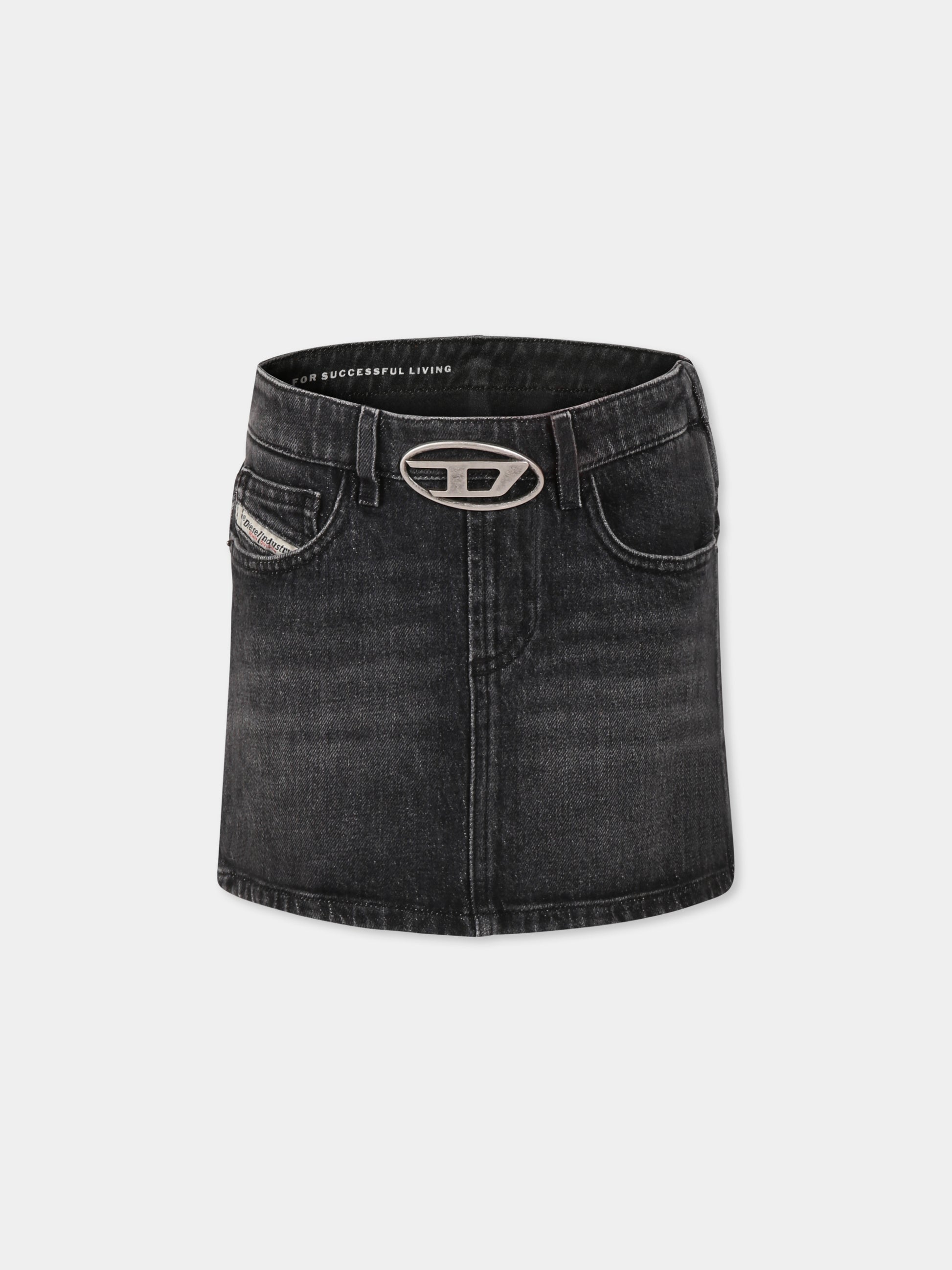 Gonna nera per bambina con logo,Diesel,J02162 KXBI1 K02