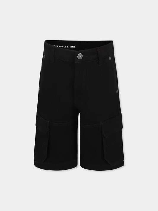 Shorts neri per bambino con logo,Diesel,J02156 KXBPI K02