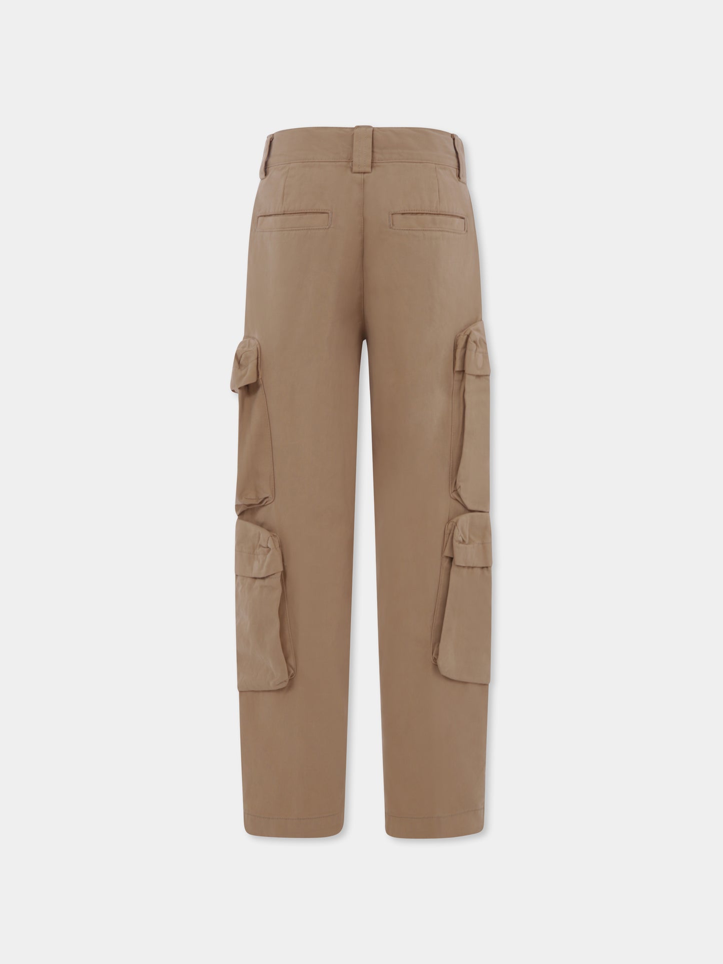 Beige trousers per bambino con logo
