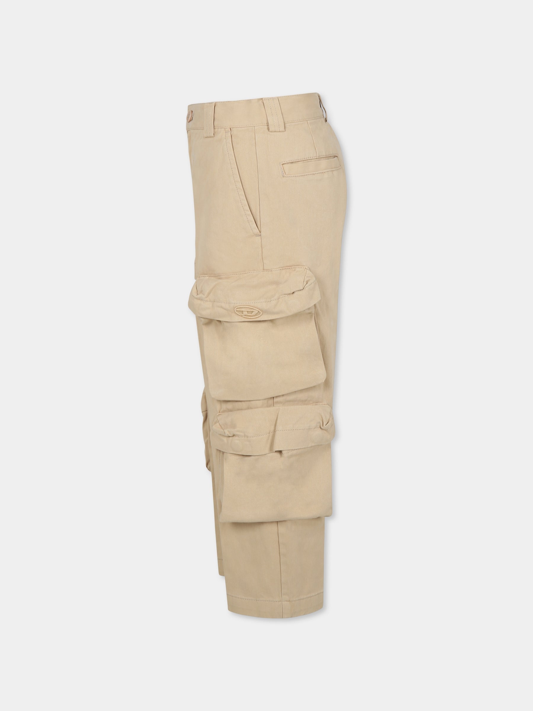 Pantaloni beige per bambino con logo,Diesel,J02219 KXBJ1 K744