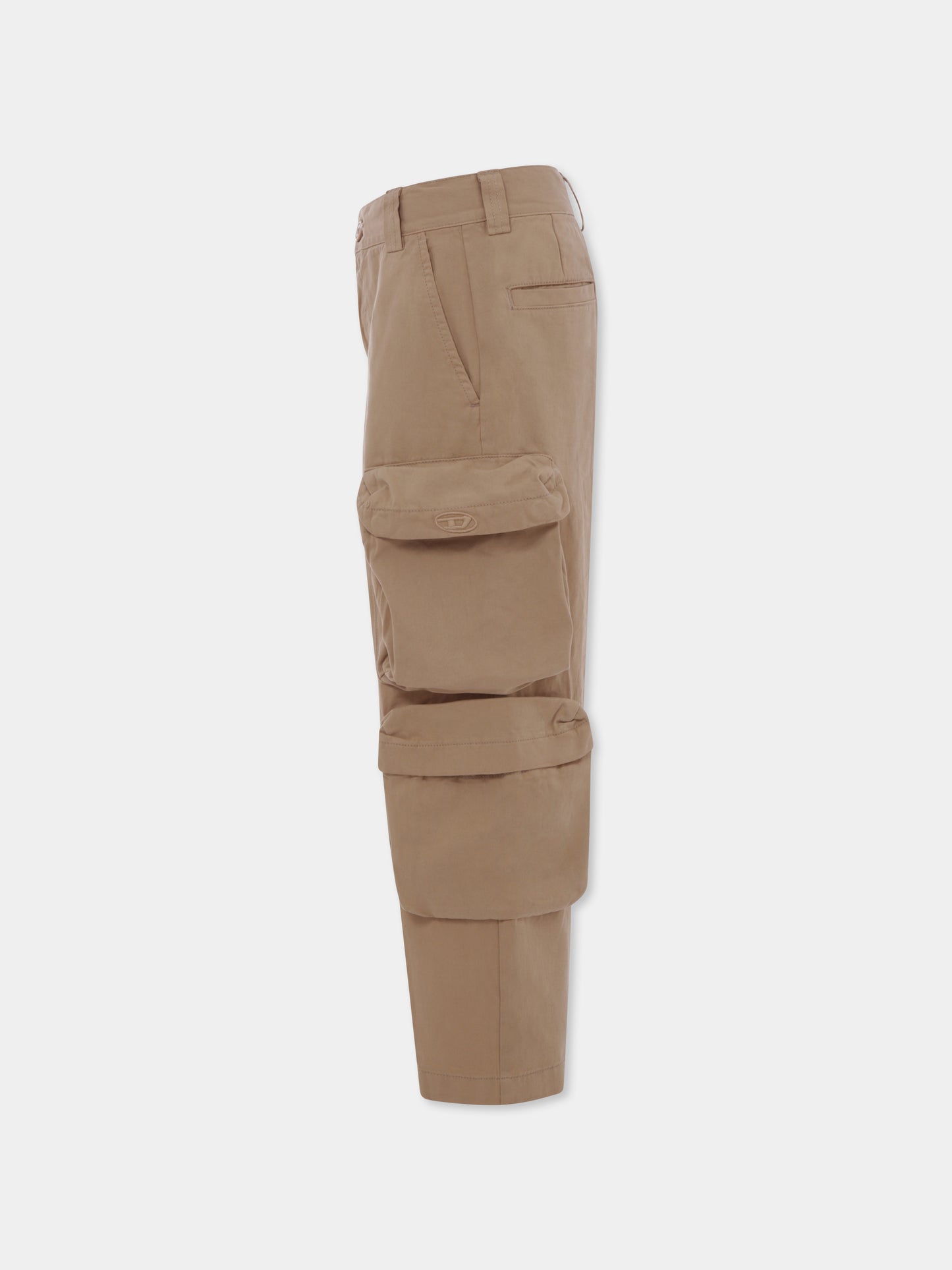 Beige trousers per bambino con logo