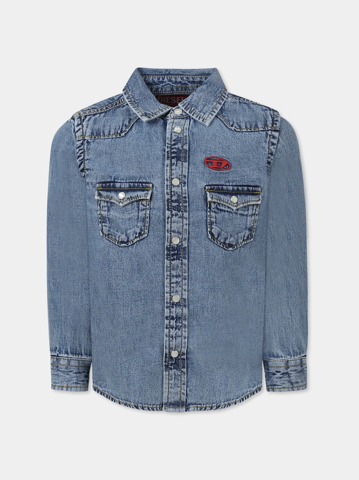 Camicia denim per bambino con logo,Diesel,J00760 KXBNH K01