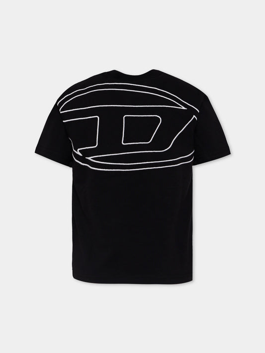 T-shirt nera per bambino con logo,Diesel,J02276 0HGAM K900