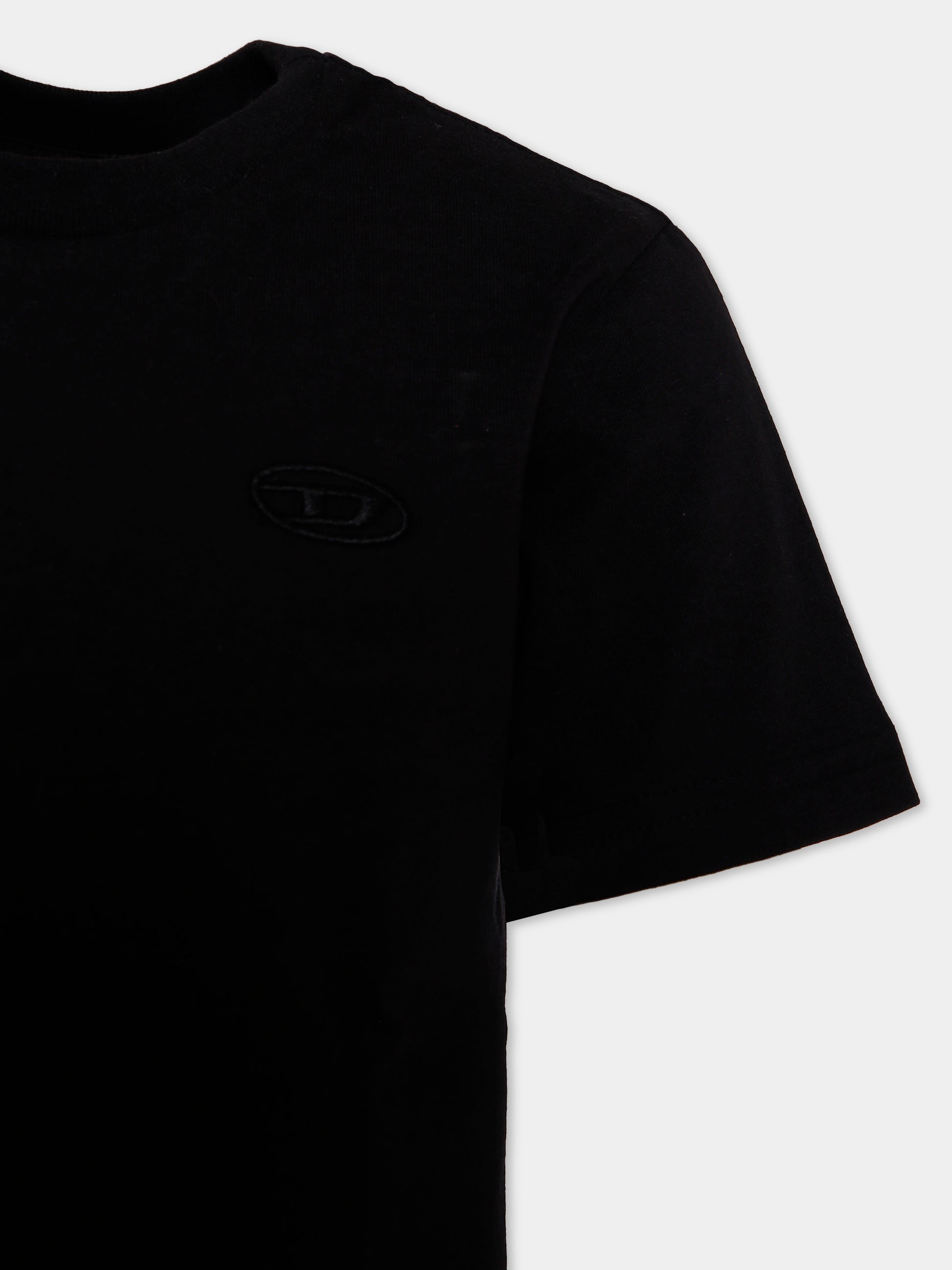 T-shirt nera per bambino con logo,Diesel,J02276 0HGAM K900