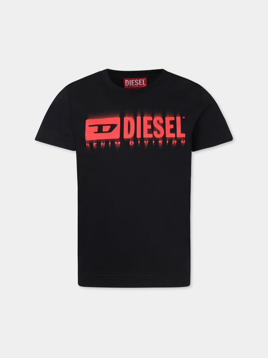 Black t-shirt for boy with logo
