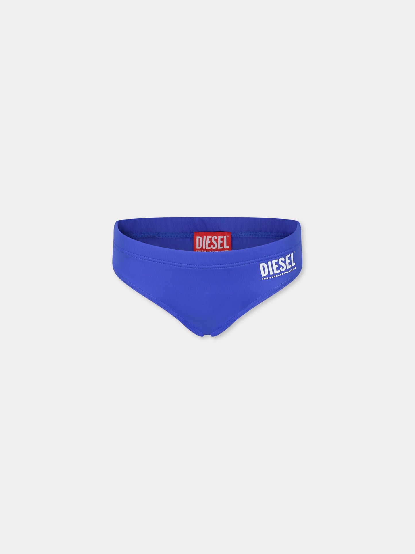 Blue swim briefs for boy with logo