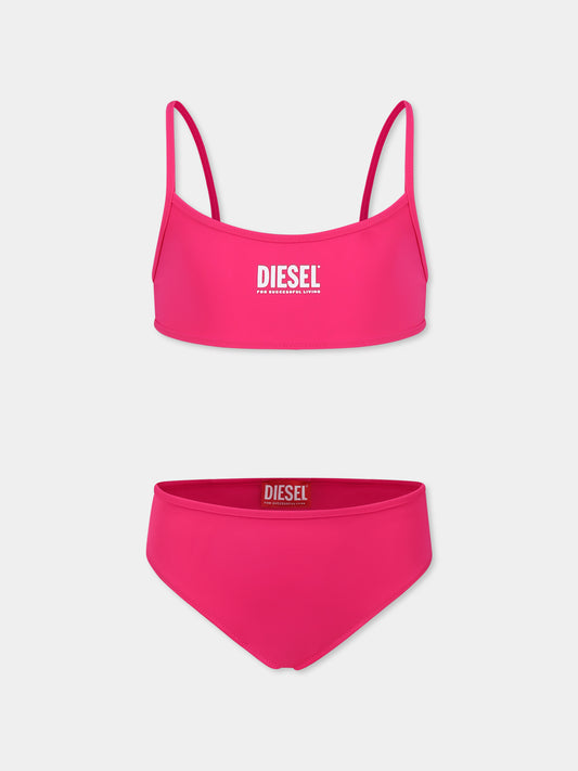 Fuchsia bikini for girl with logo