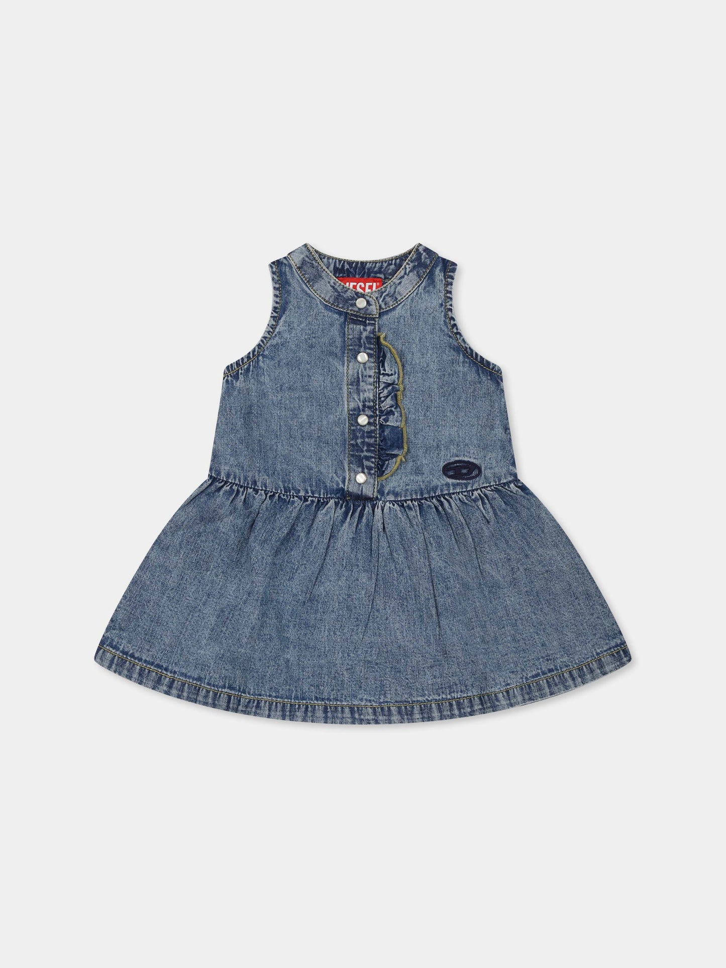 Denim dress for baby girl with logo