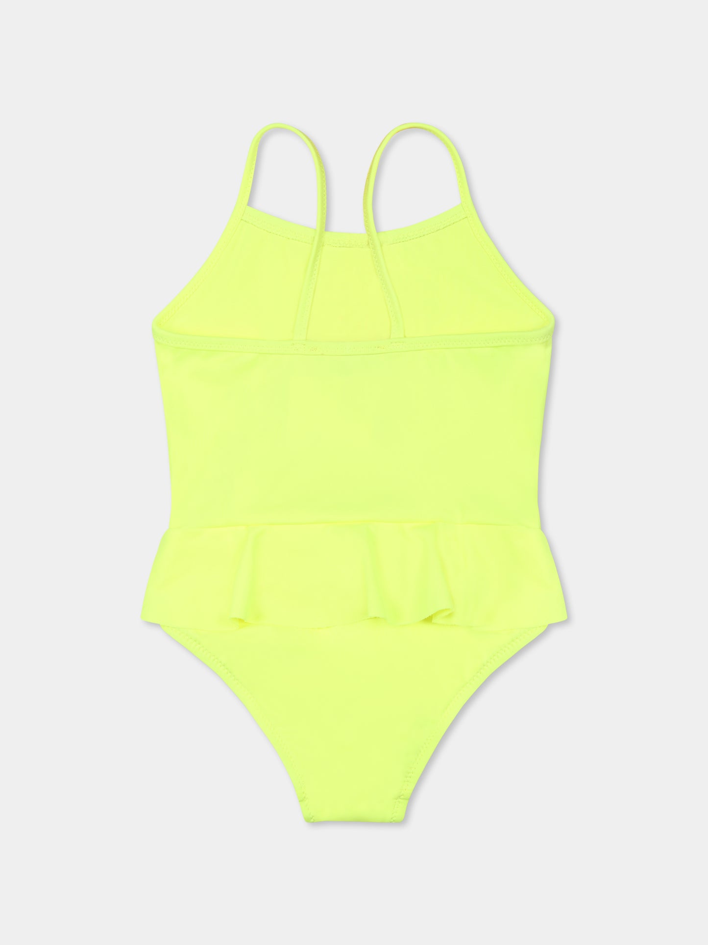 Yellow swimsuit for baby girl with logo