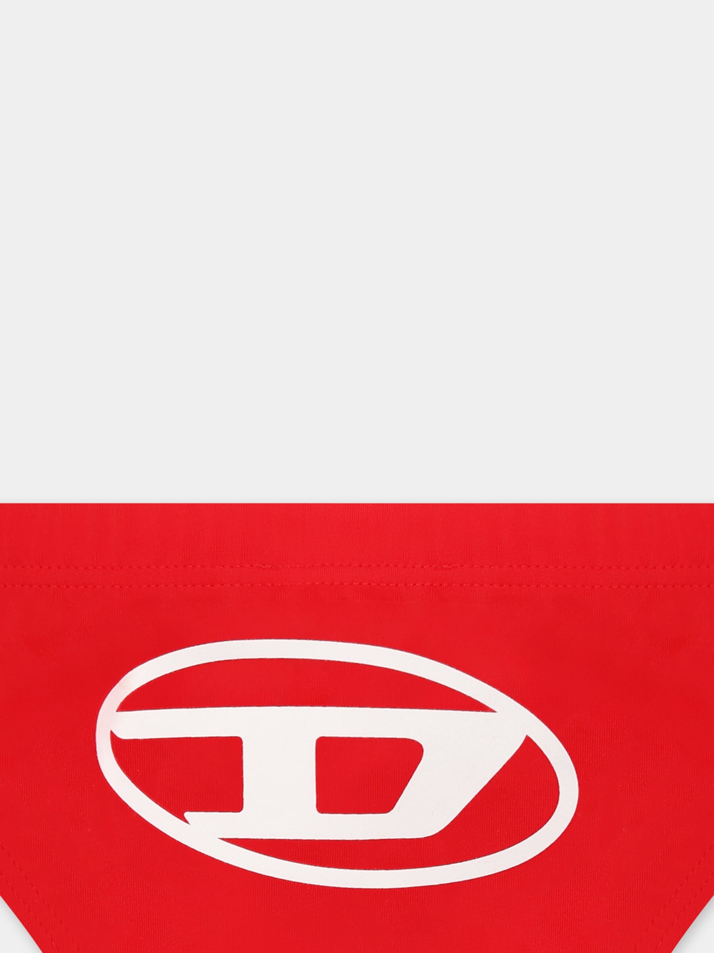 Red swim briefs for baby boy with logo