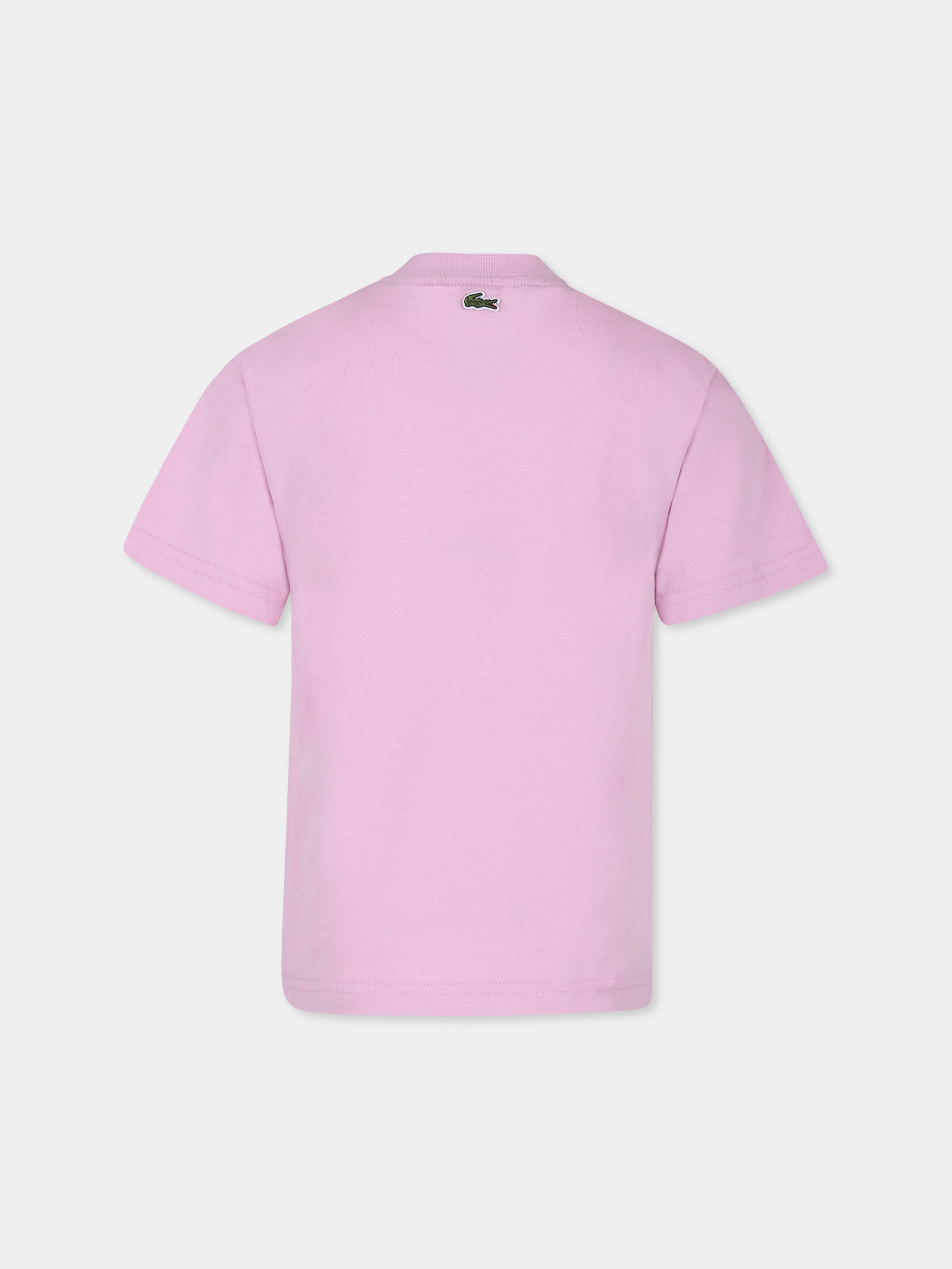 T-shirt rosa per bambino con coccodrillo,Lacoste,TJ1207 IXV